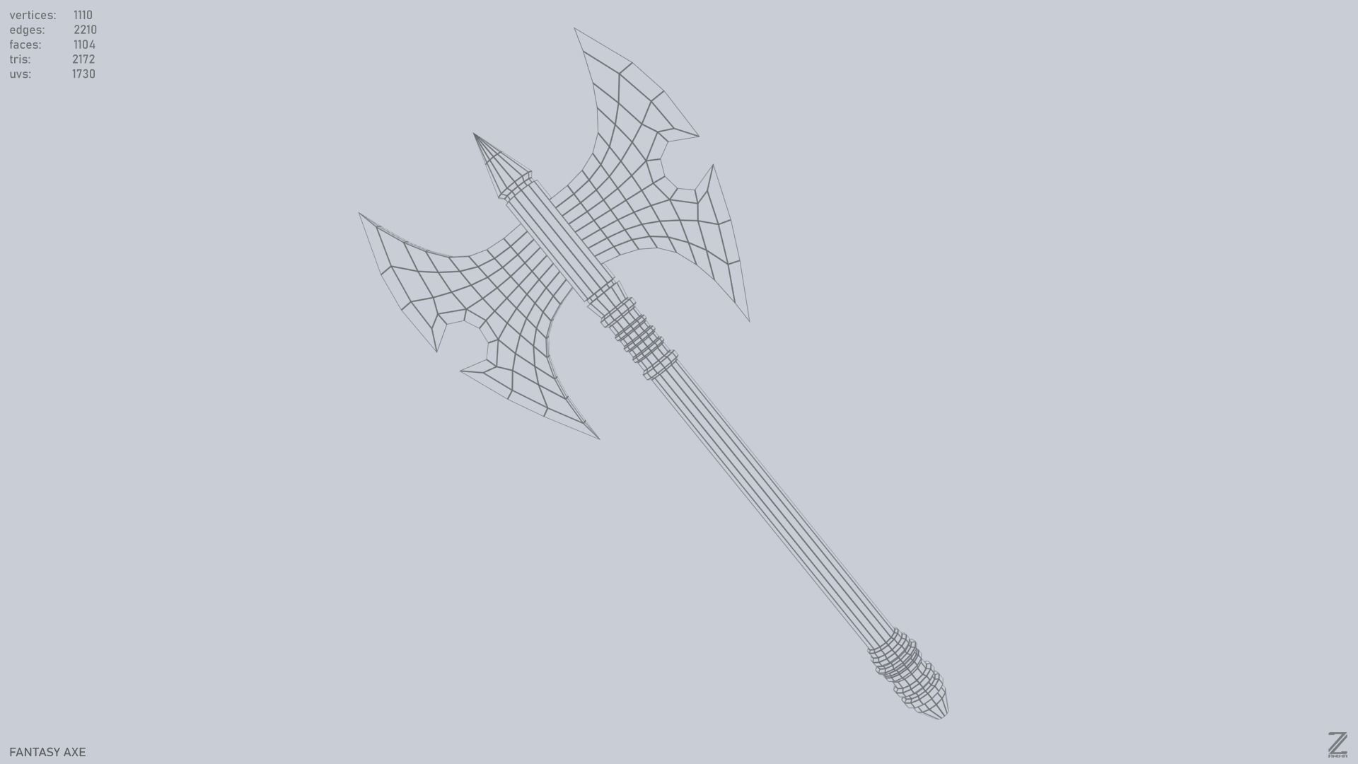 Fantasy axe Low-poly 3D model_9