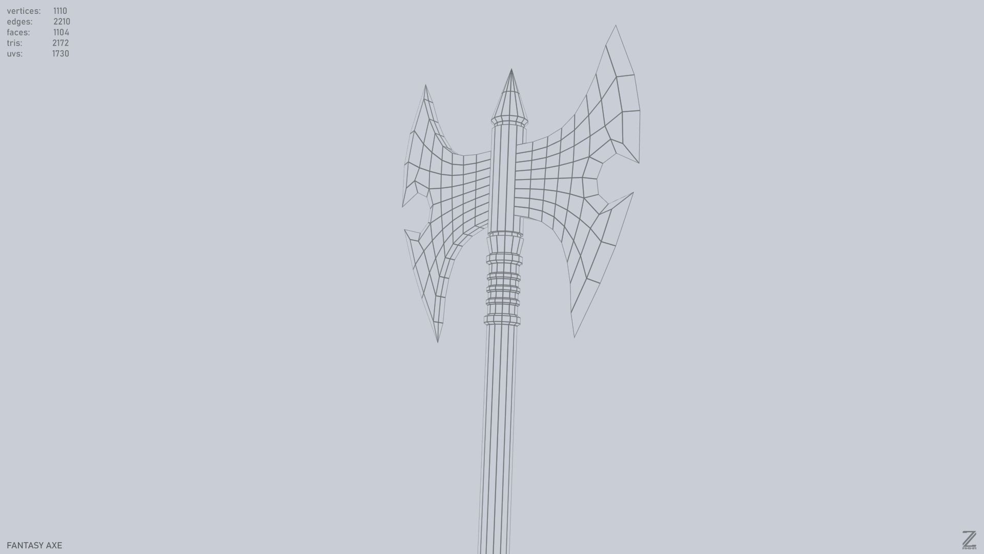 Fantasy axe Low-poly 3D model_11