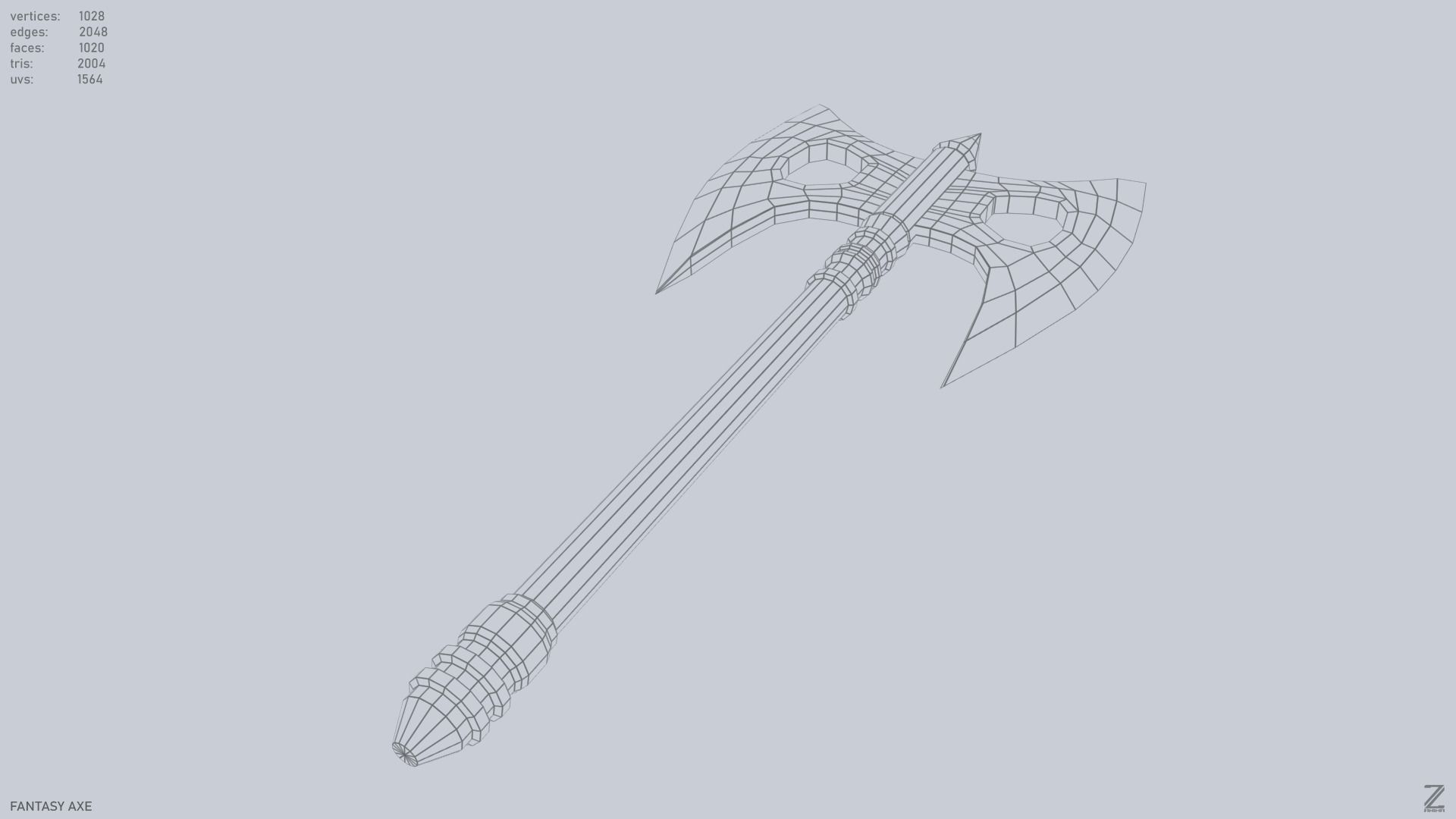 Fantasy axe Low-poly 3D model_13