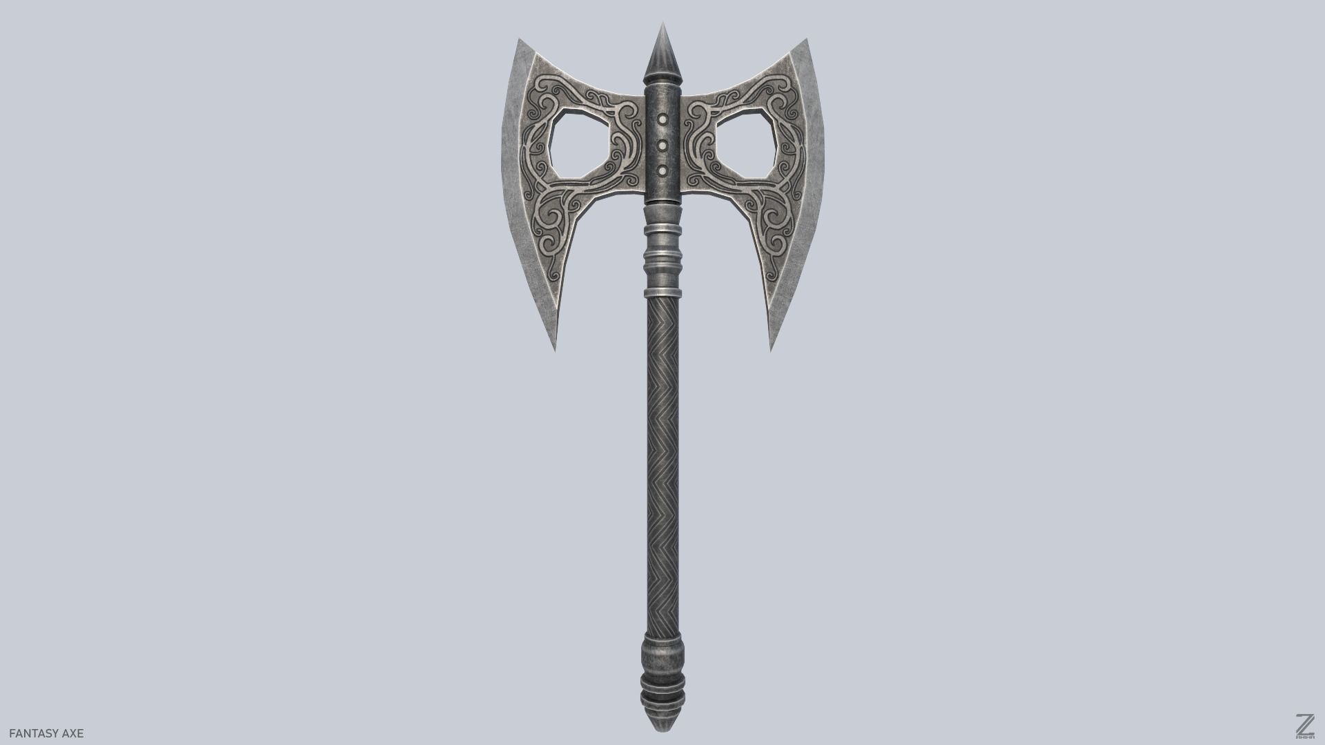 Fantasy axe Low-poly 3D model_1