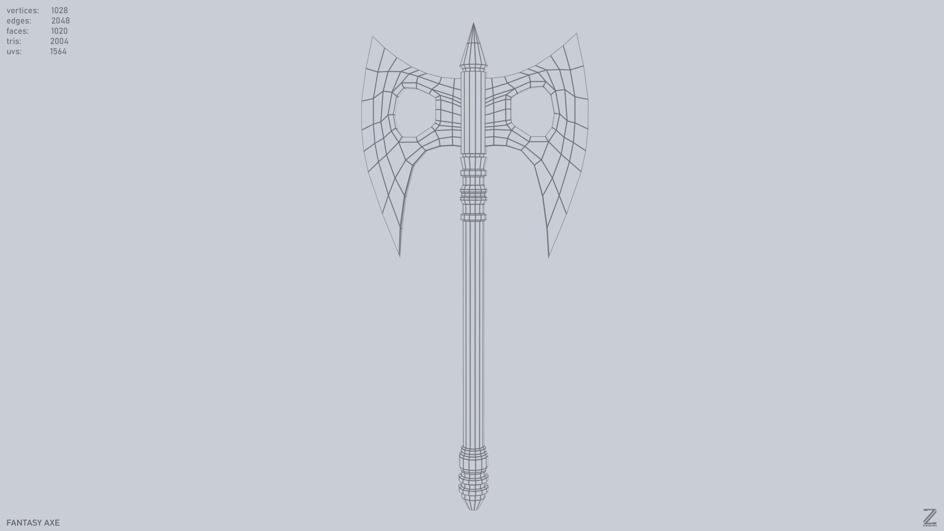 Fantasy axe Low-poly 3D model_8