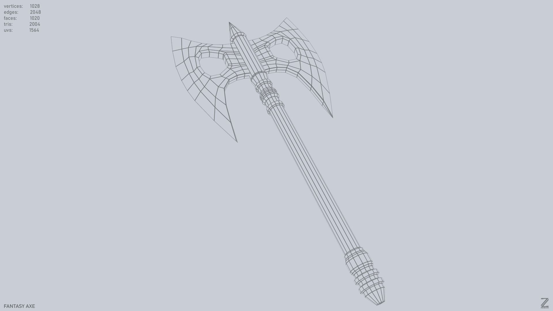 Fantasy axe Low-poly 3D model_14