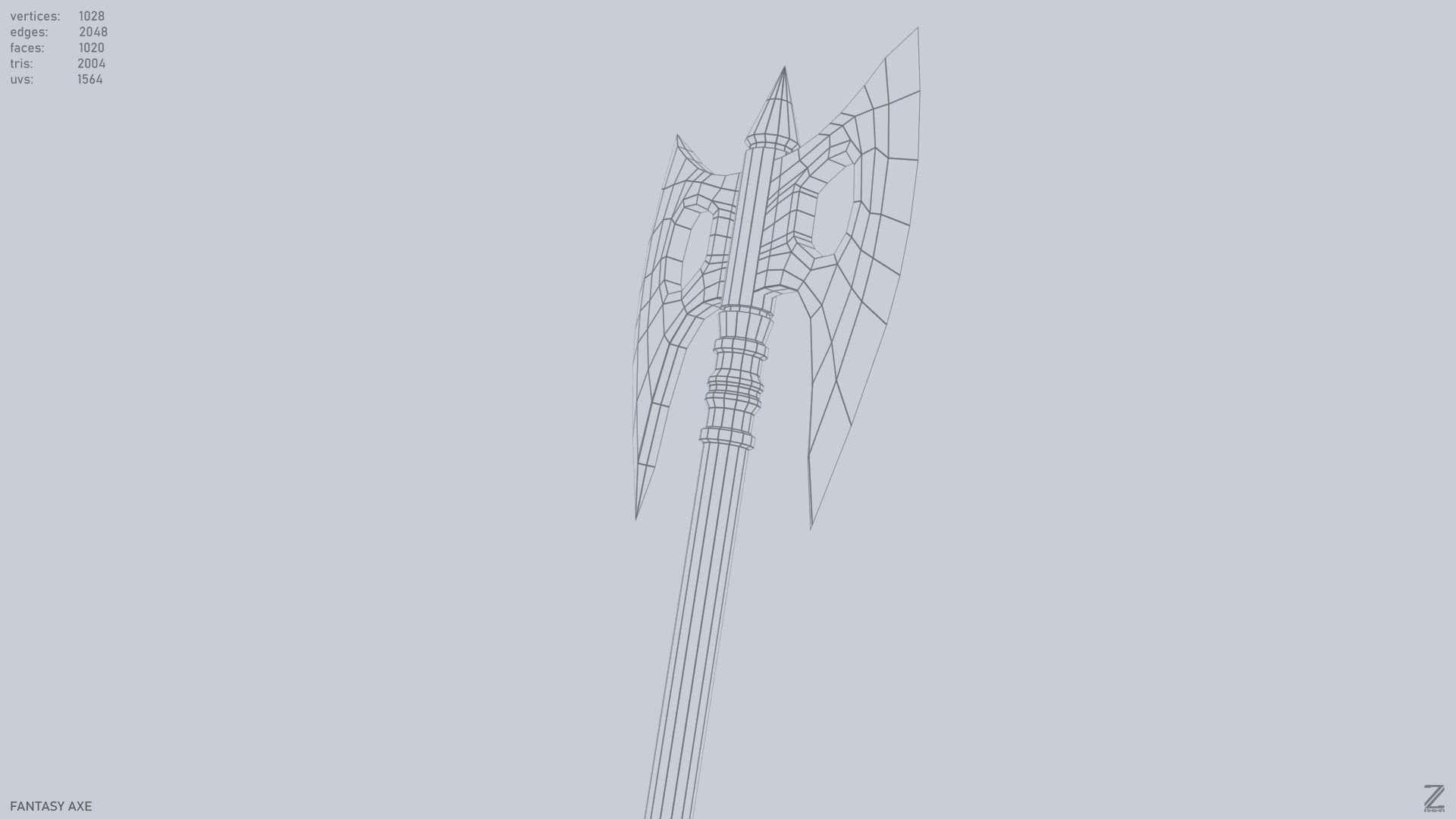 Fantasy axe Low-poly 3D model_11