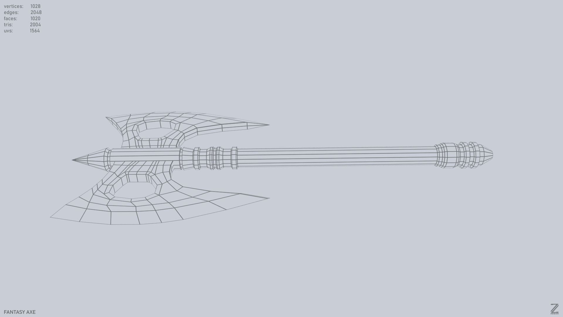 Fantasy axe Low-poly 3D model_12