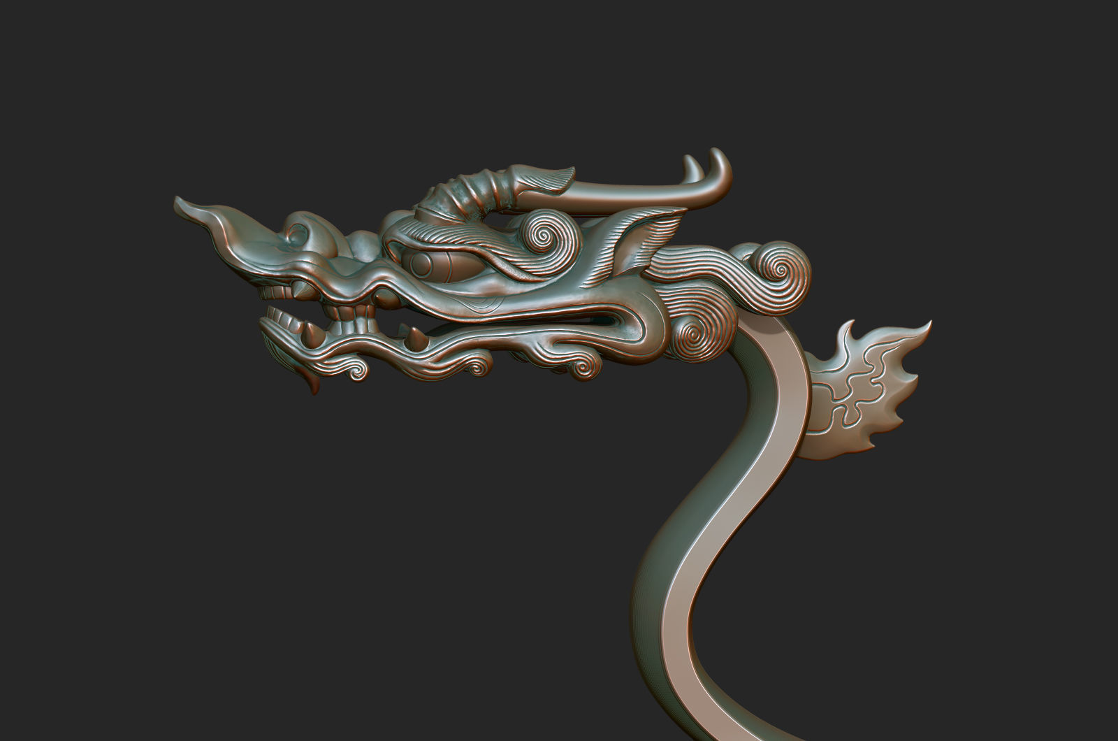 dragon head decorative crank handle decorative sculpture 3D print model_15