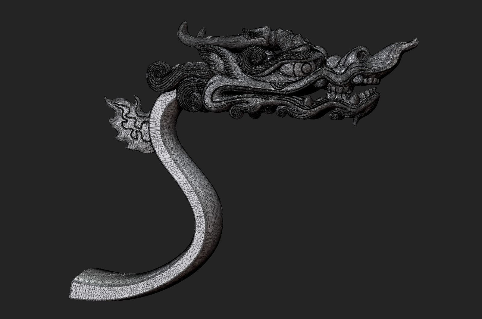dragon head decorative crank handle decorative sculpture 3D print model_19