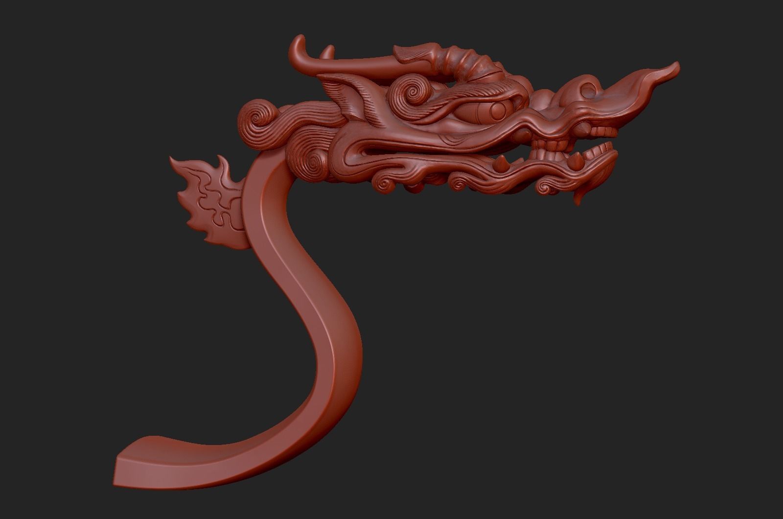 dragon head decorative crank handle decorative sculpture 3D print model_20