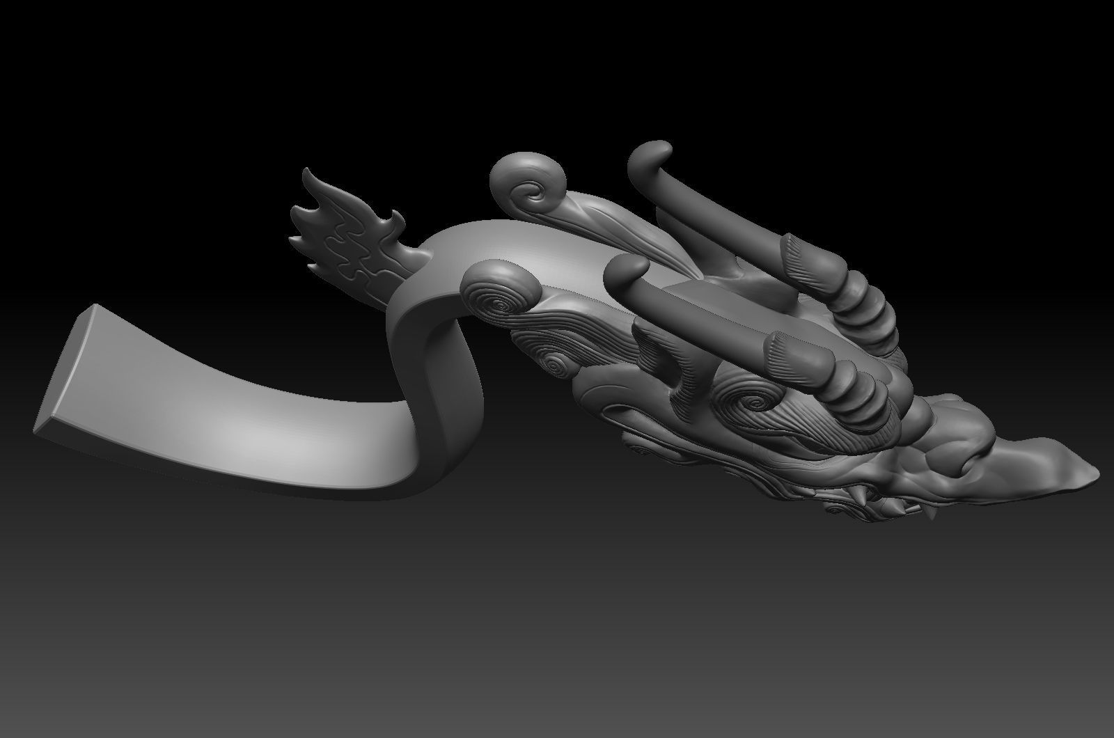 dragon head decorative crank handle decorative sculpture 3D print model_6