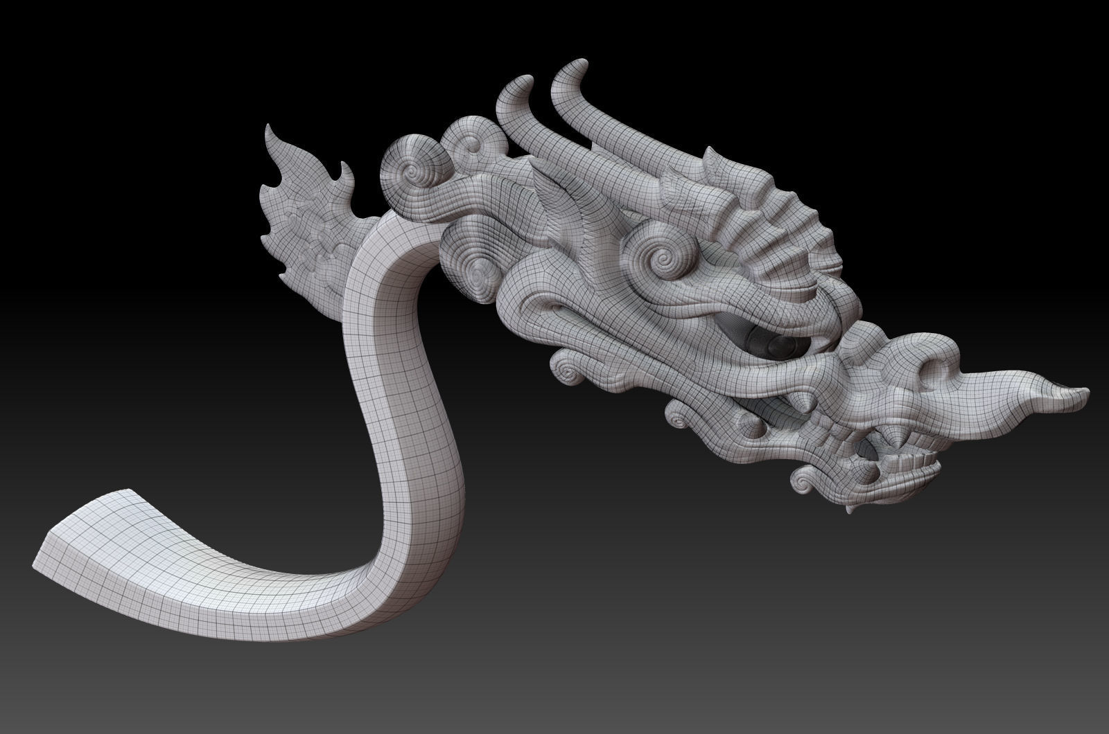 dragon head decorative crank handle decorative sculpture 3D print model_7