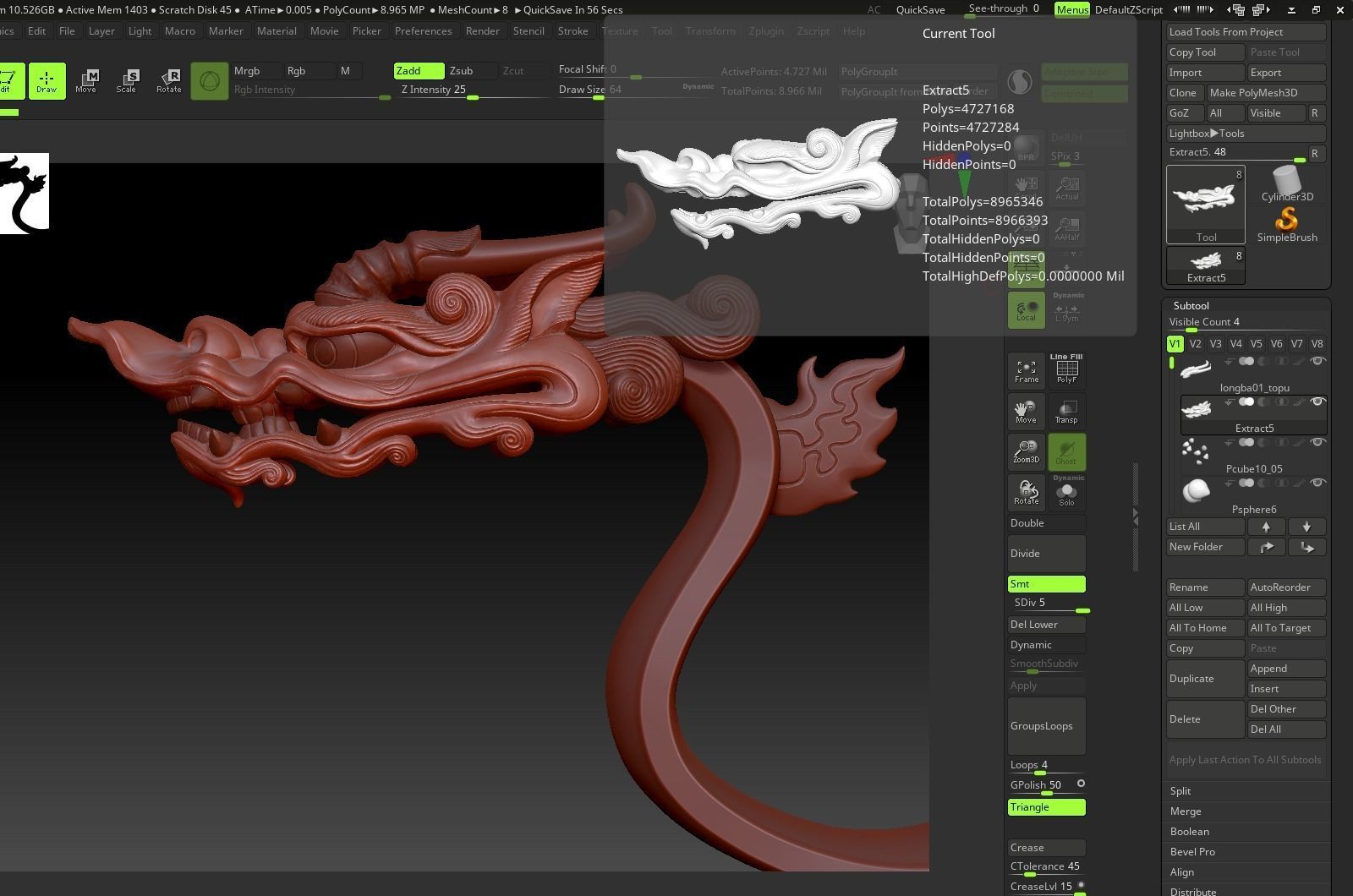dragon head decorative crank handle decorative sculpture 3D print model_16