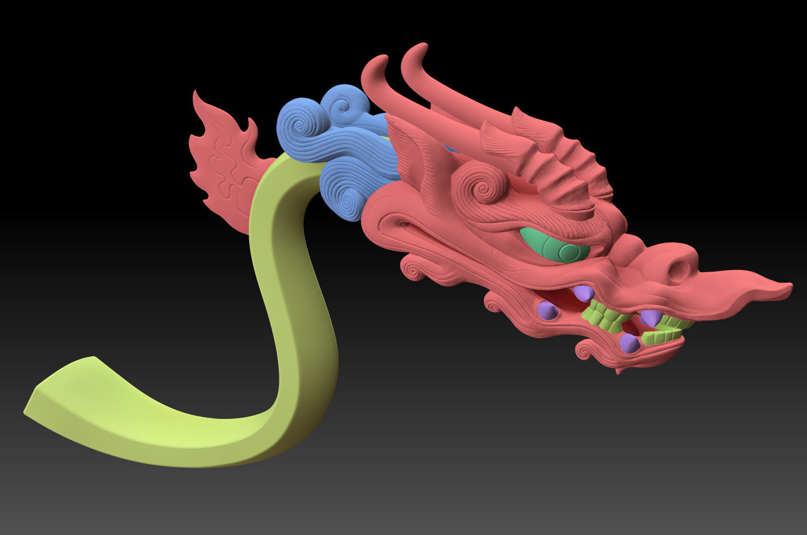 dragon head decorative crank handle decorative sculpture 3D print model_8