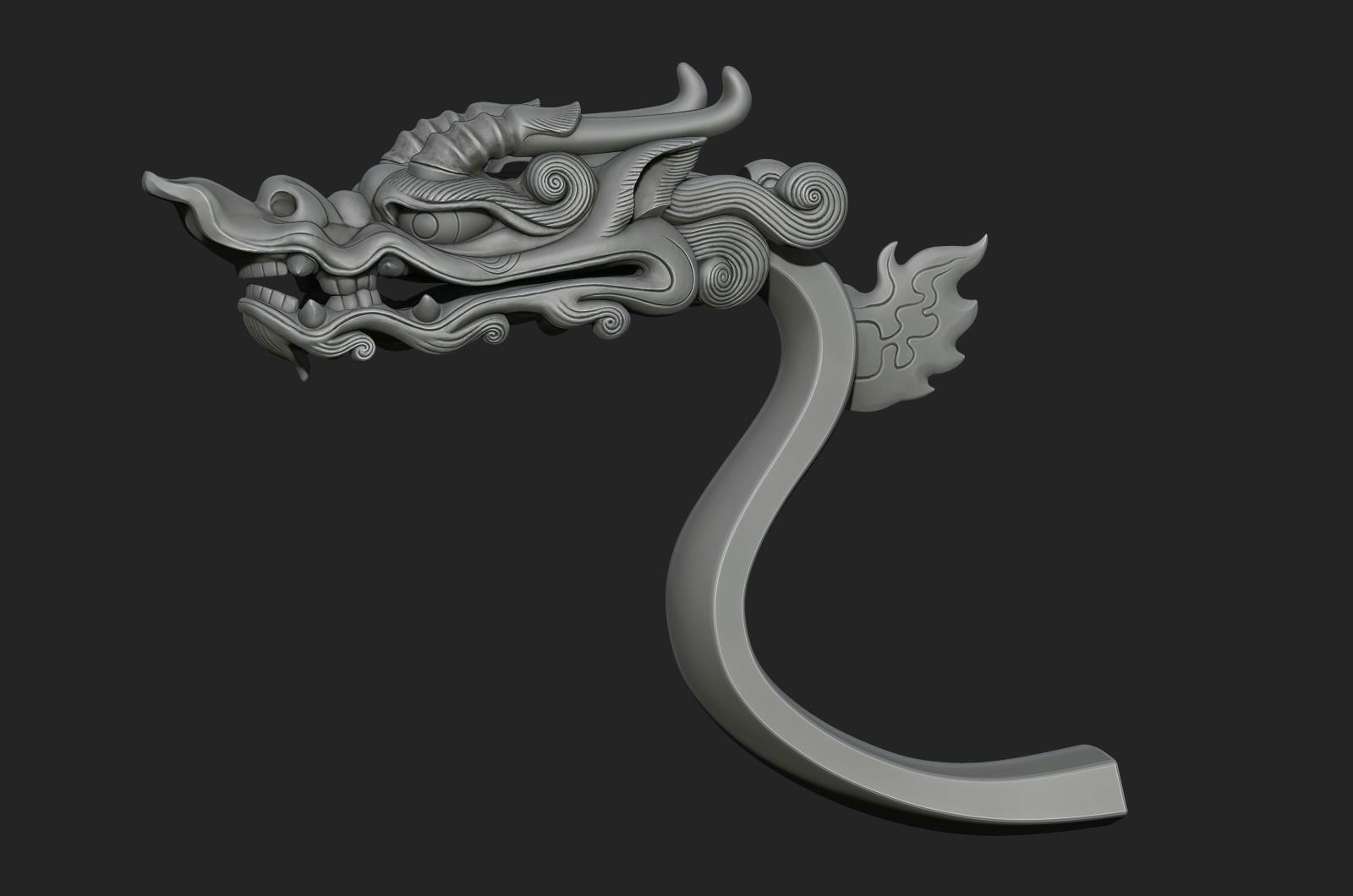 dragon head decorative crank handle decorative sculpture 3D print model_17