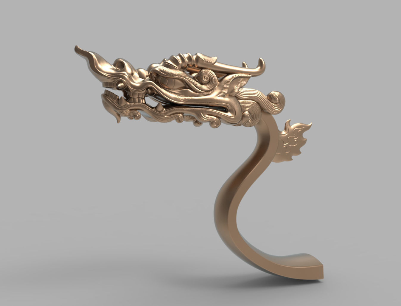 dragon head decorative crank handle decorative sculpture 3D print model_22
