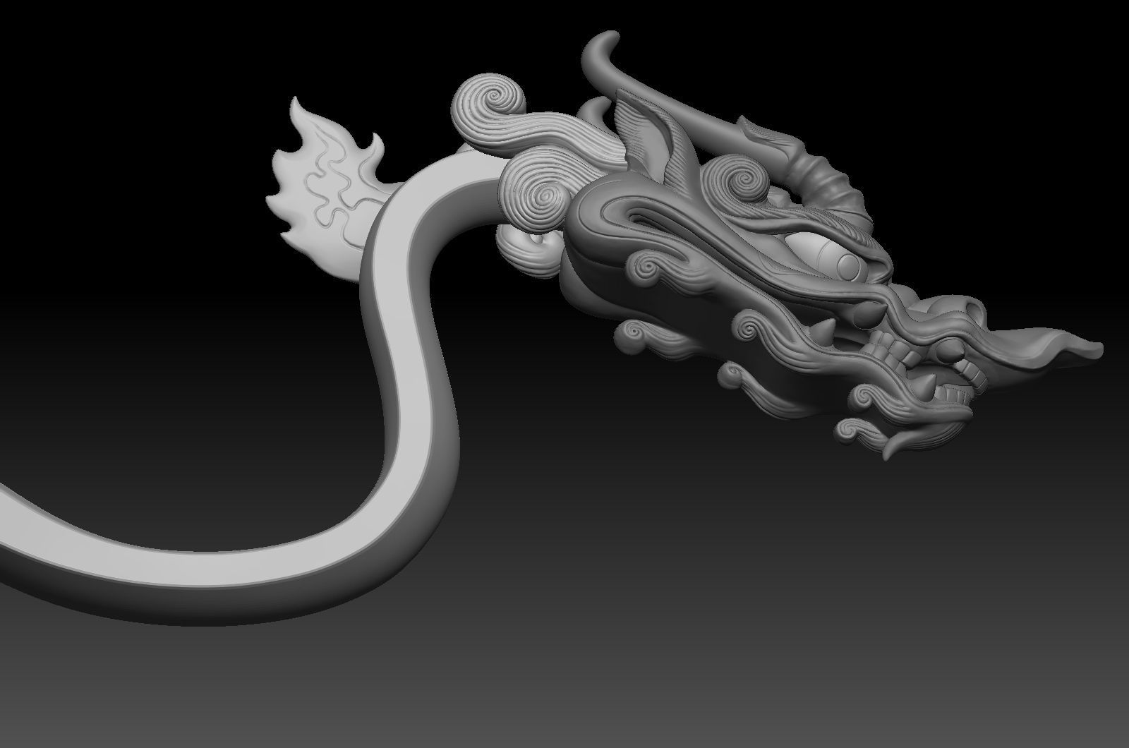 dragon head decorative crank handle decorative sculpture 3D print model_5