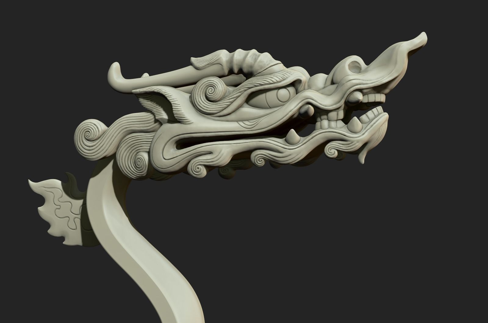dragon head decorative crank handle decorative sculpture 3D print model_18
