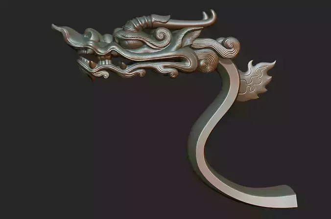  dragon head decorative crank handle decorative sculpture 3D print model