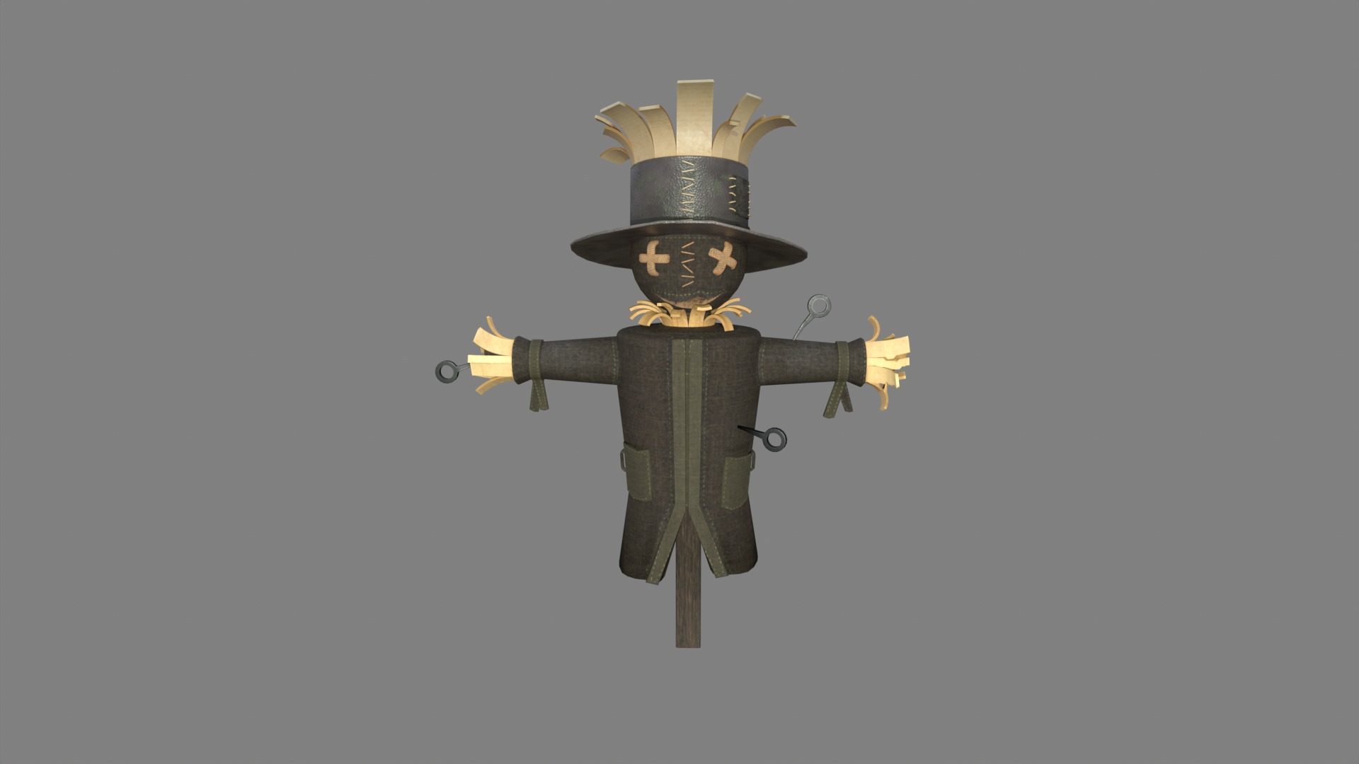 Scarecrow Low-poly 3D model_1