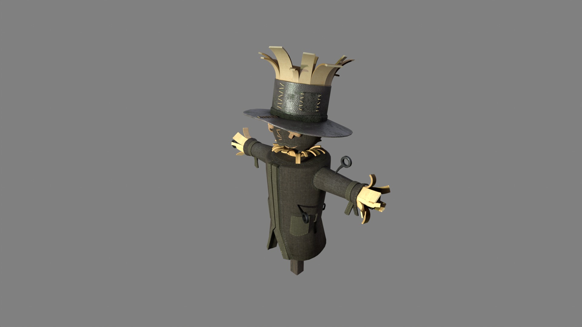 Scarecrow Low-poly 3D model_3