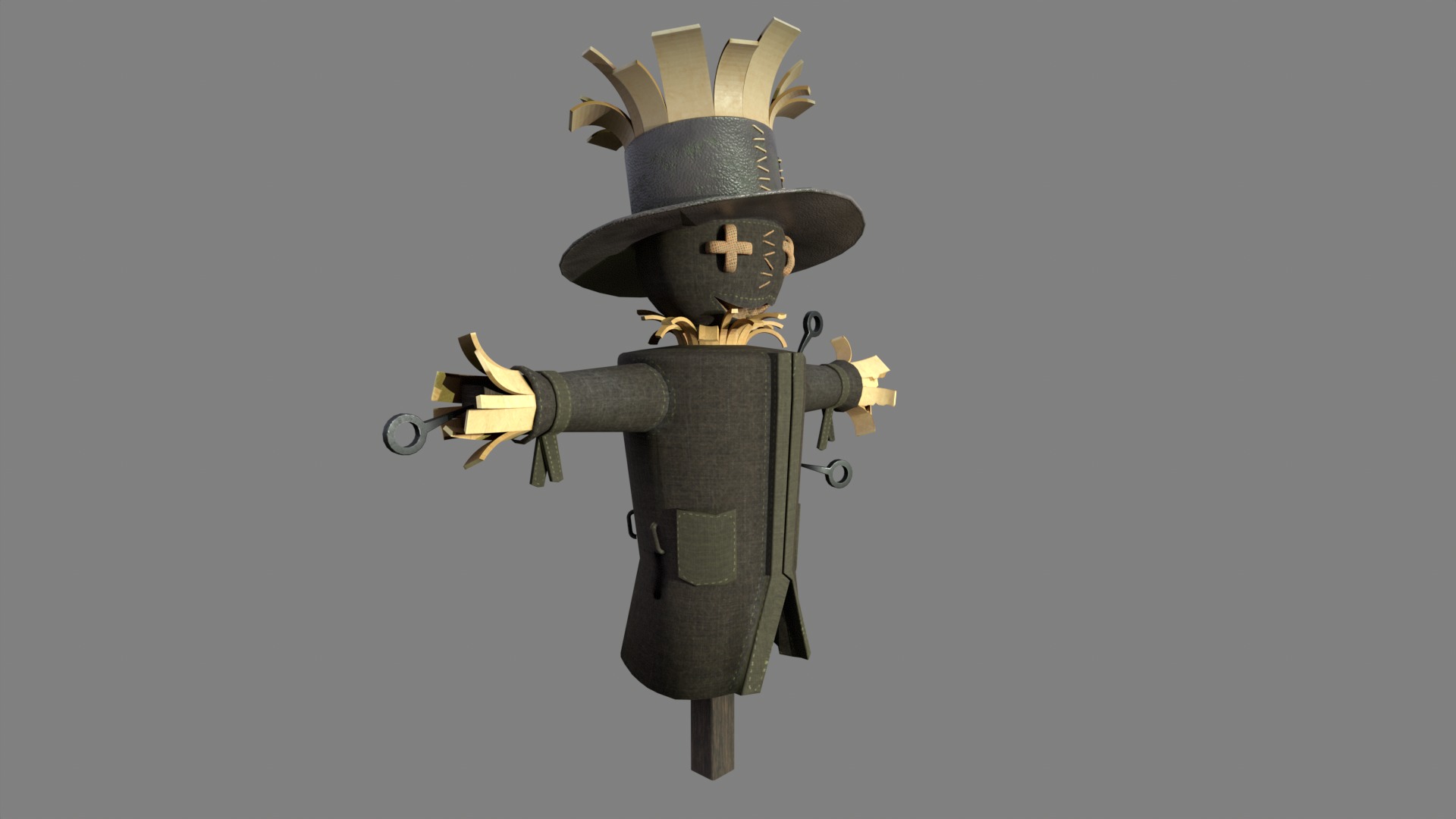 Scarecrow Low-poly 3D model_2