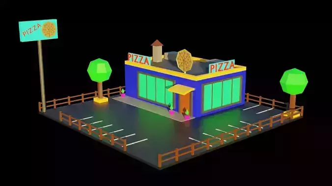 Pizza Shop Free low-poly 3D model