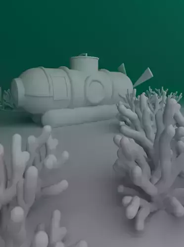 Submarine at the bottom of the sea