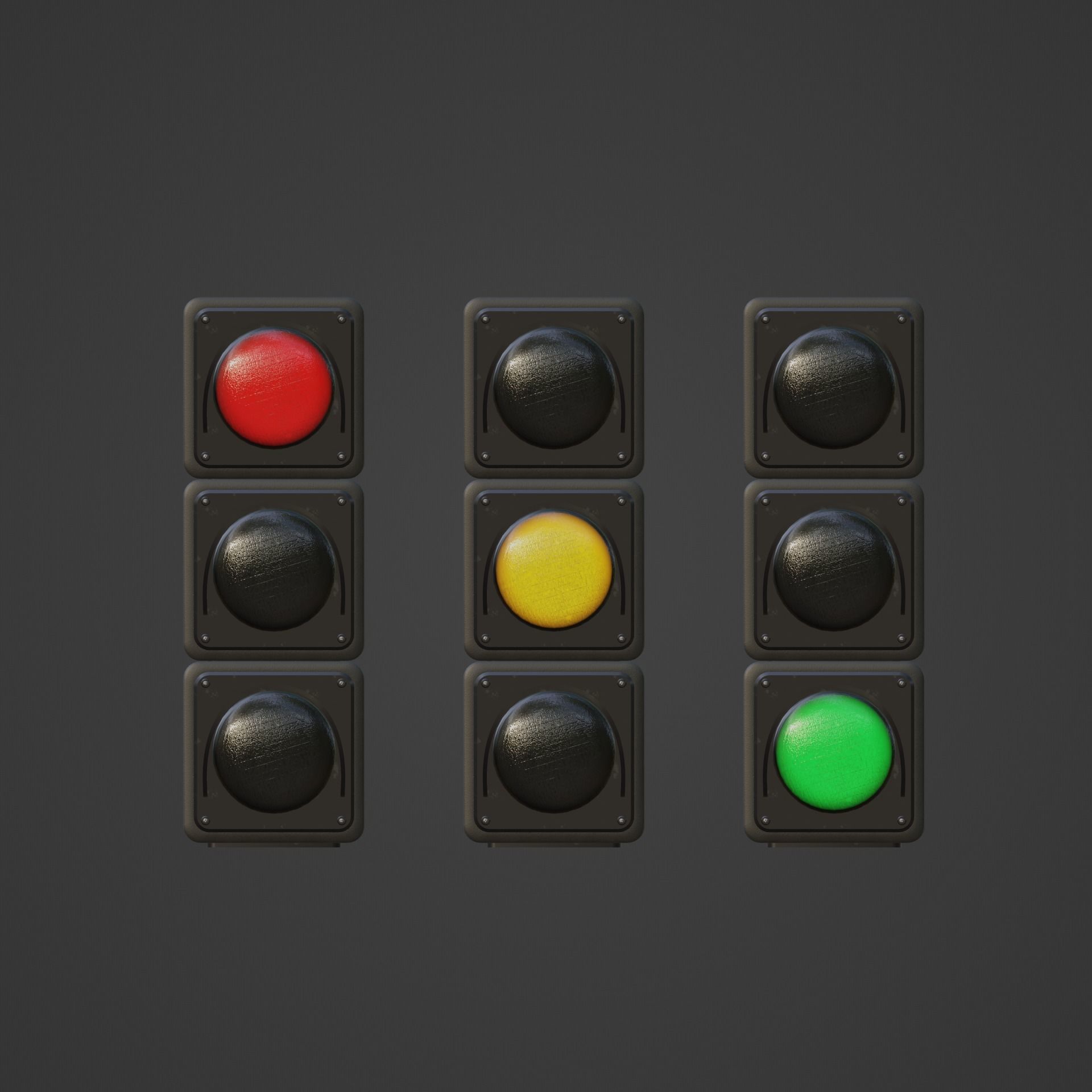 Modular Traffic Light Low-poly 3D model_7