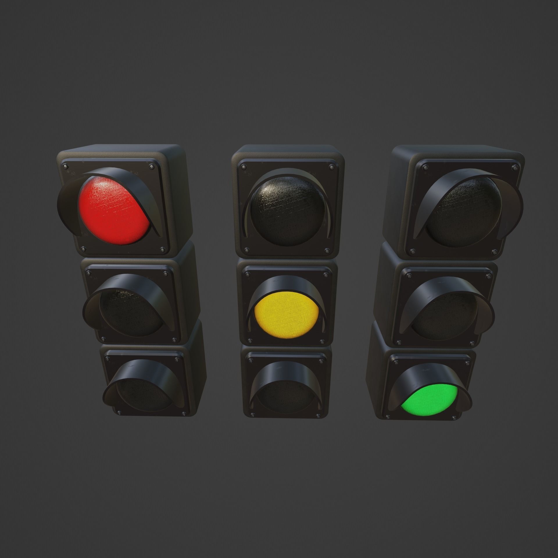 Modular Traffic Light Low-poly 3D model_8