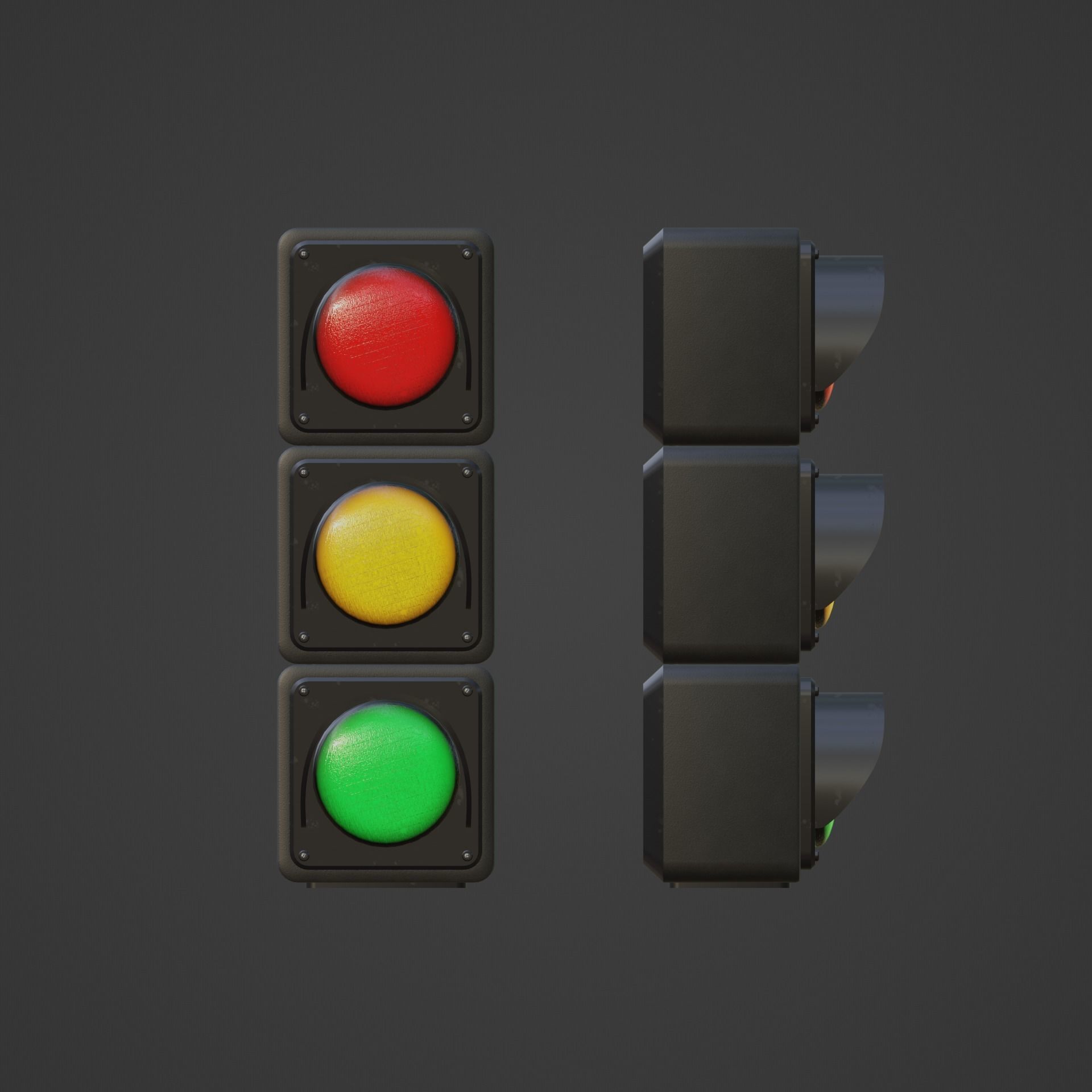 Modular Traffic Light Low-poly 3D model_1