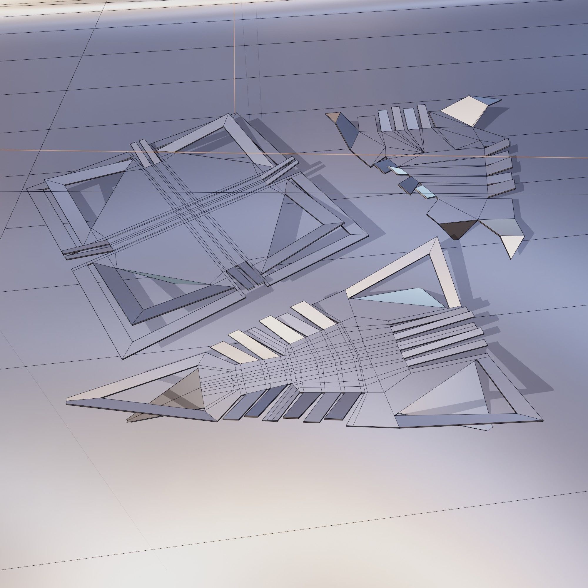 Model Based Plates 3D model Metal plates for fruits in loft style for the interior VR / AR ...