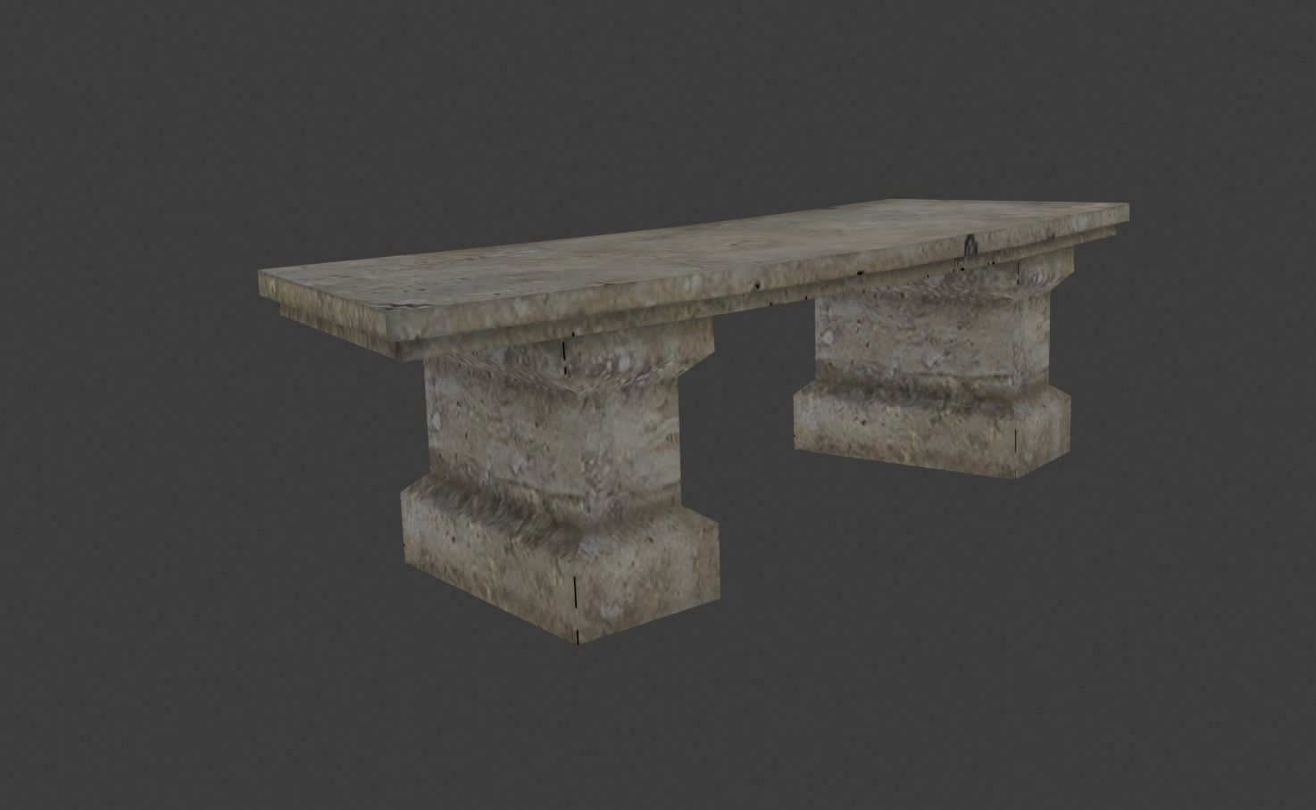 stone bench Low-poly 3D model_1