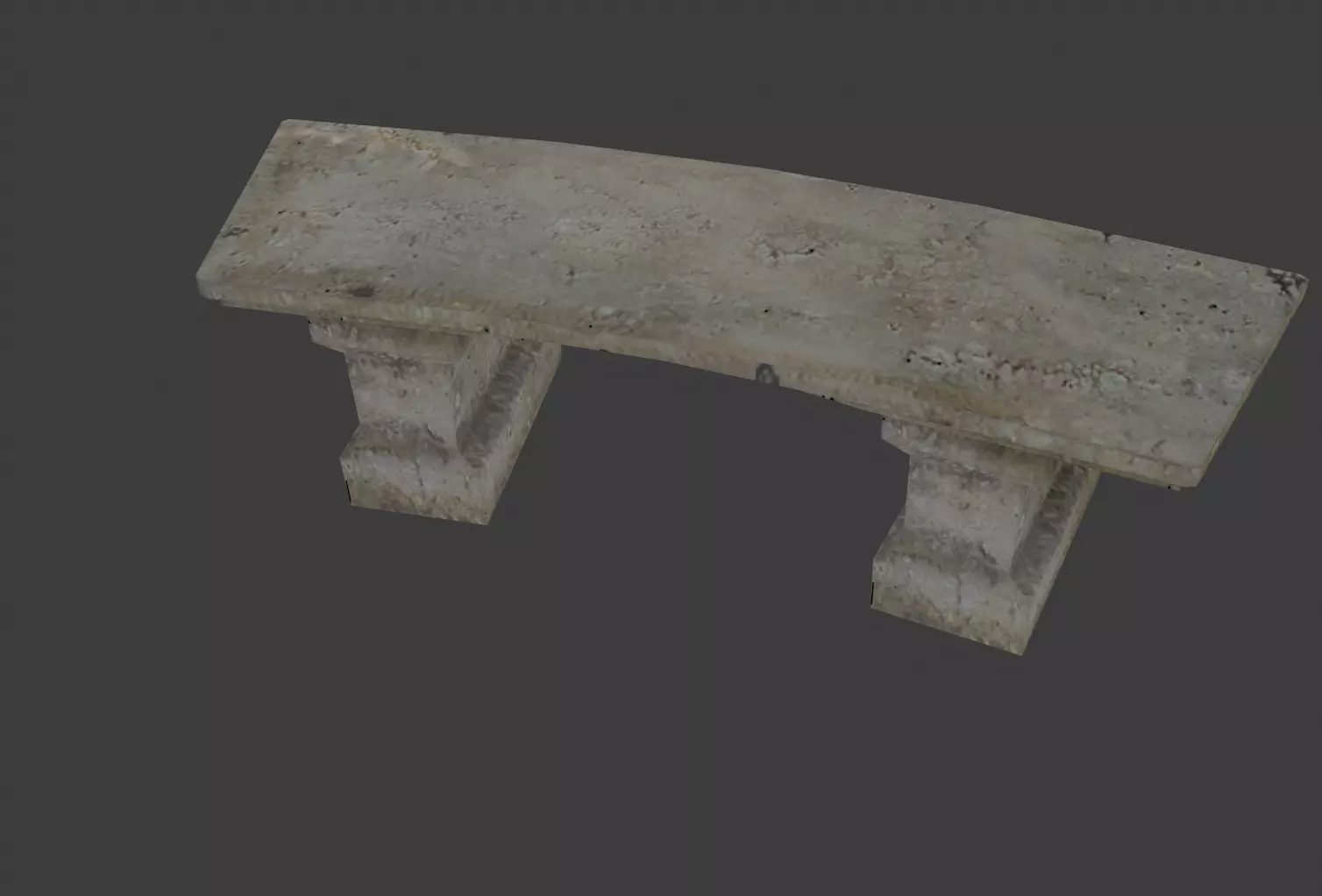 stone bench Low-poly 3D model_0