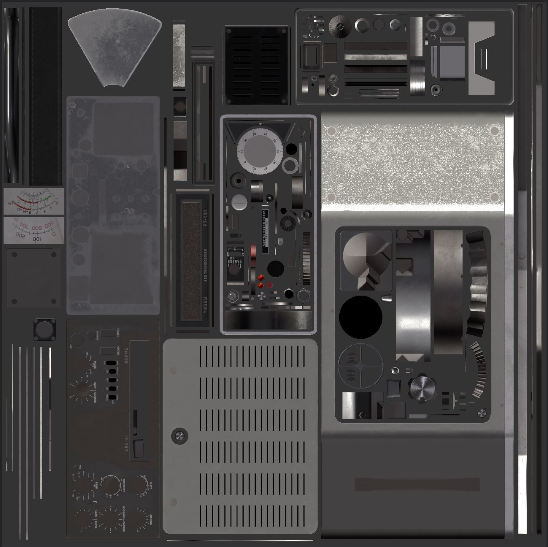 Ham Radio Transceiver Yaesu FT-101 Low-poly 3D model_7