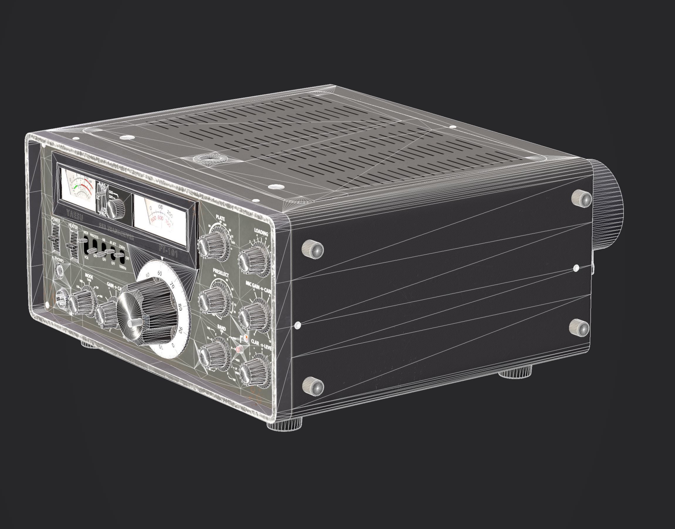 Ham Radio Transceiver Yaesu FT-101 Low-poly 3D model_8