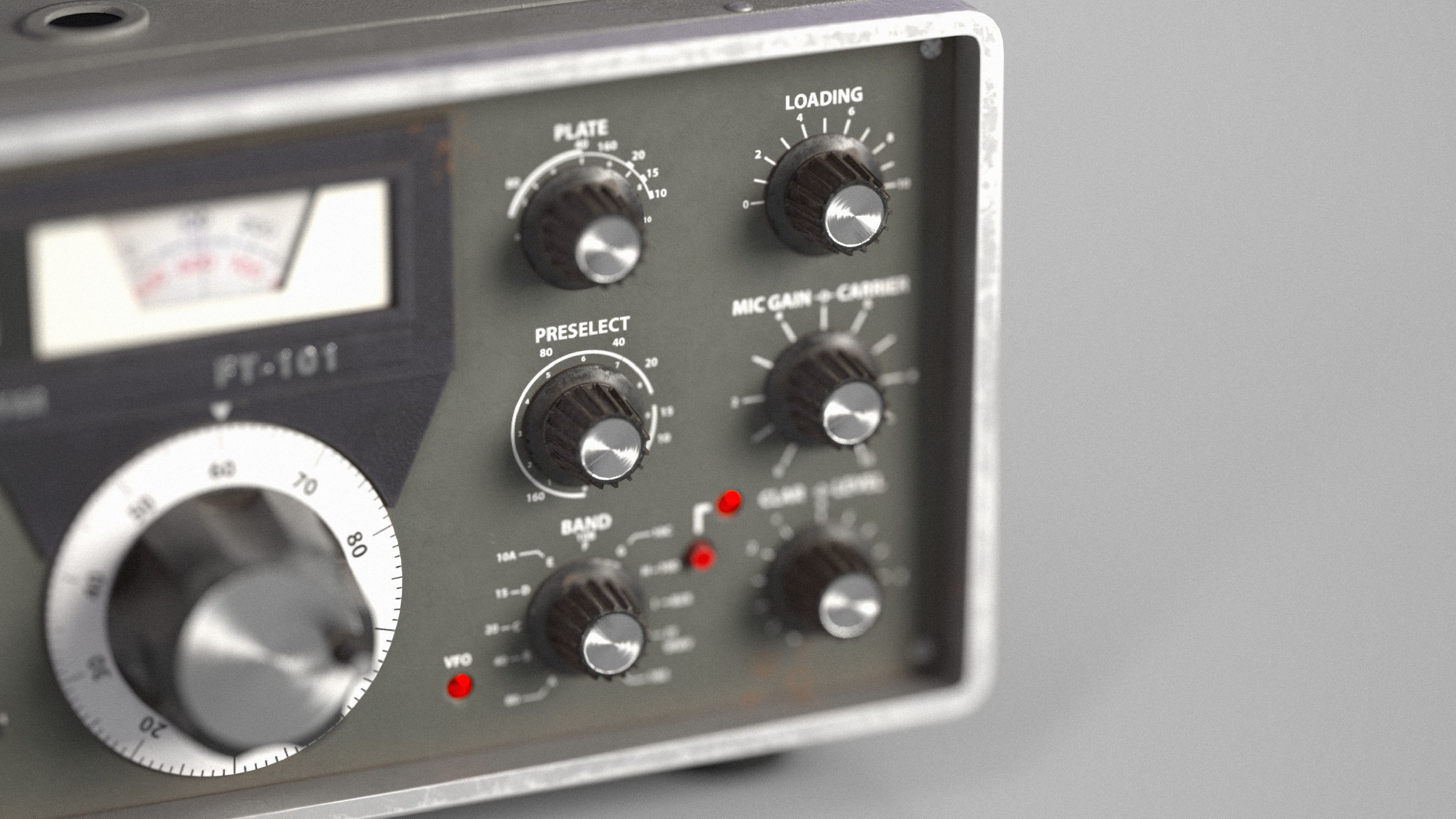 Ham Radio Transceiver Yaesu FT-101 Low-poly 3D model_5