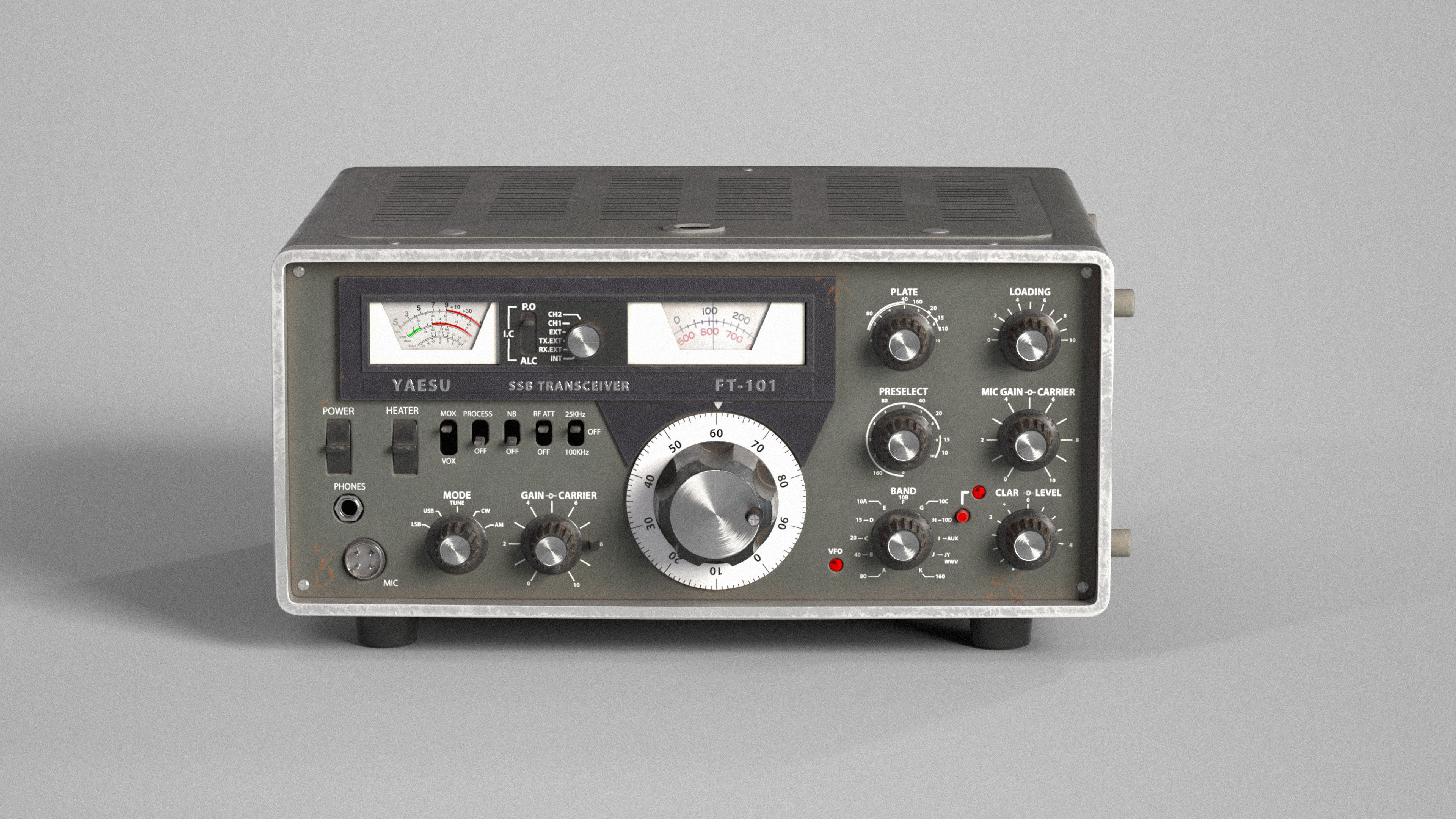 Ham Radio Transceiver Yaesu FT-101 Low-poly 3D model_2
