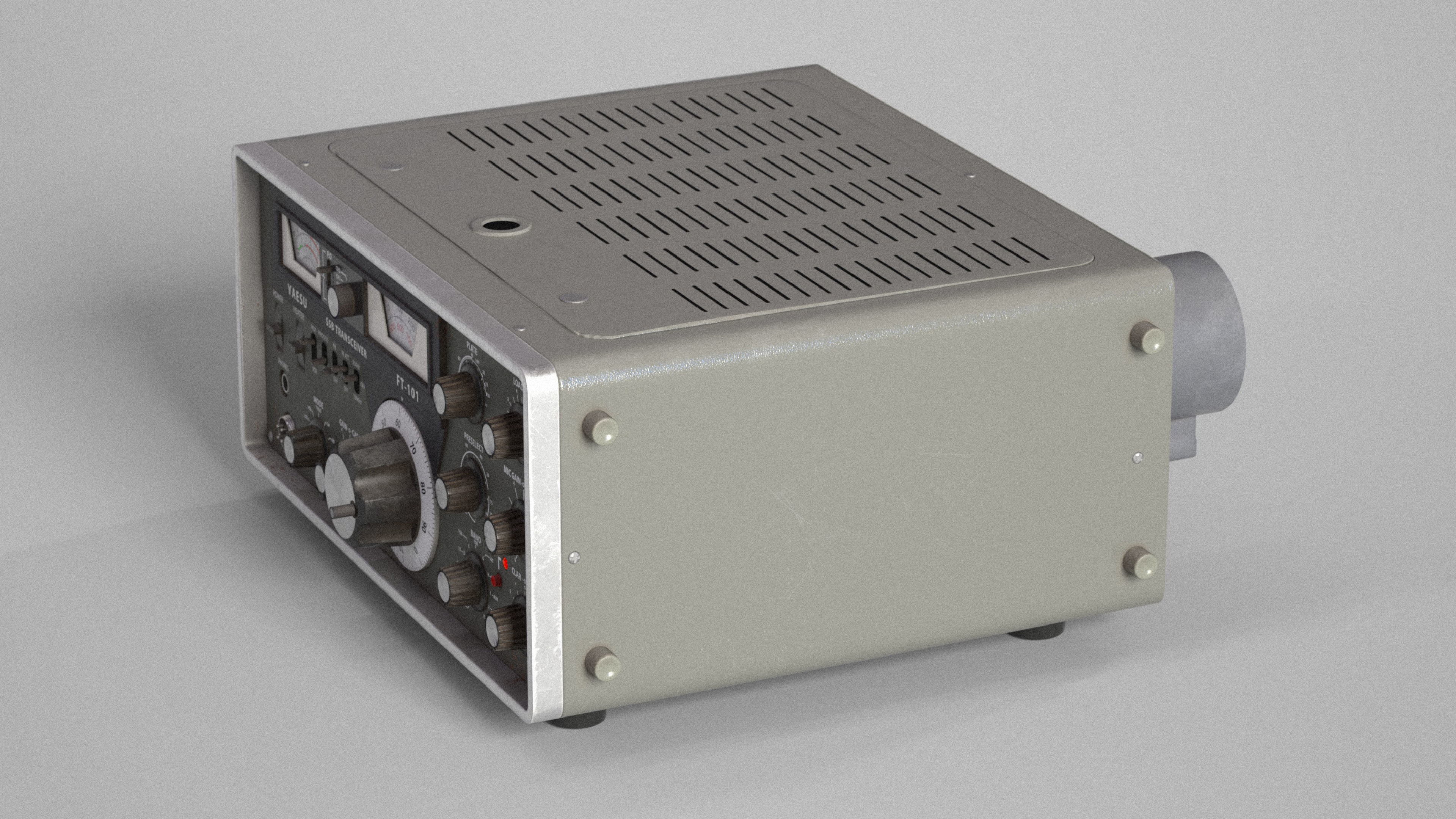 Ham Radio Transceiver Yaesu FT-101 Low-poly 3D model_10