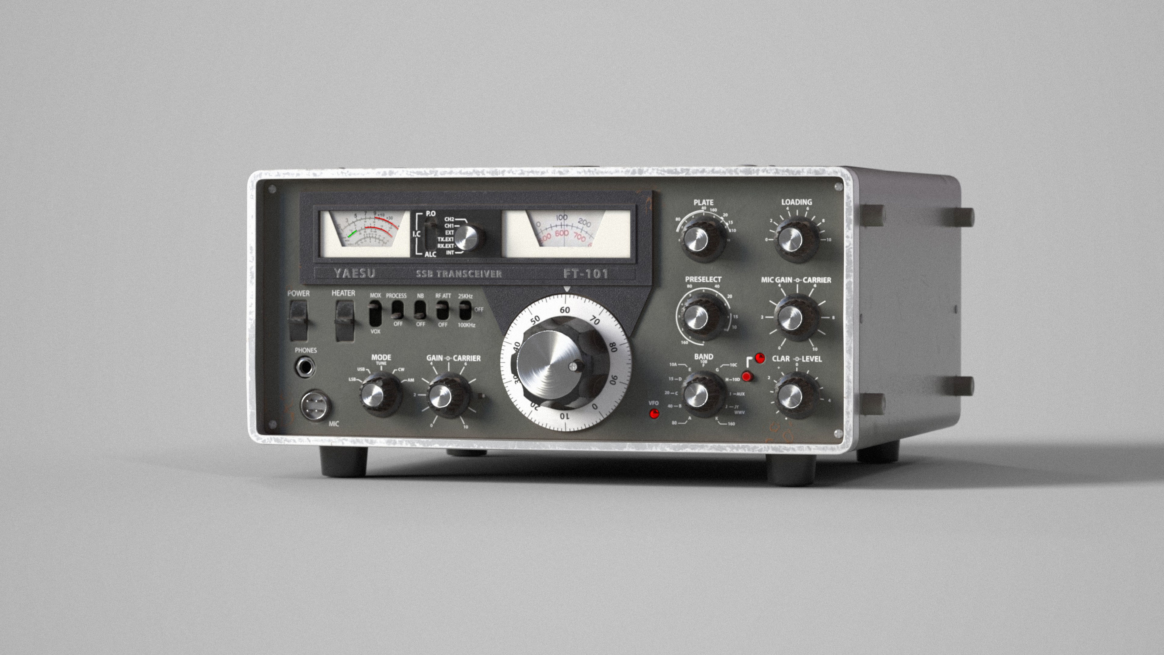 Ham Radio Transceiver Yaesu FT-101 Low-poly 3D model_1