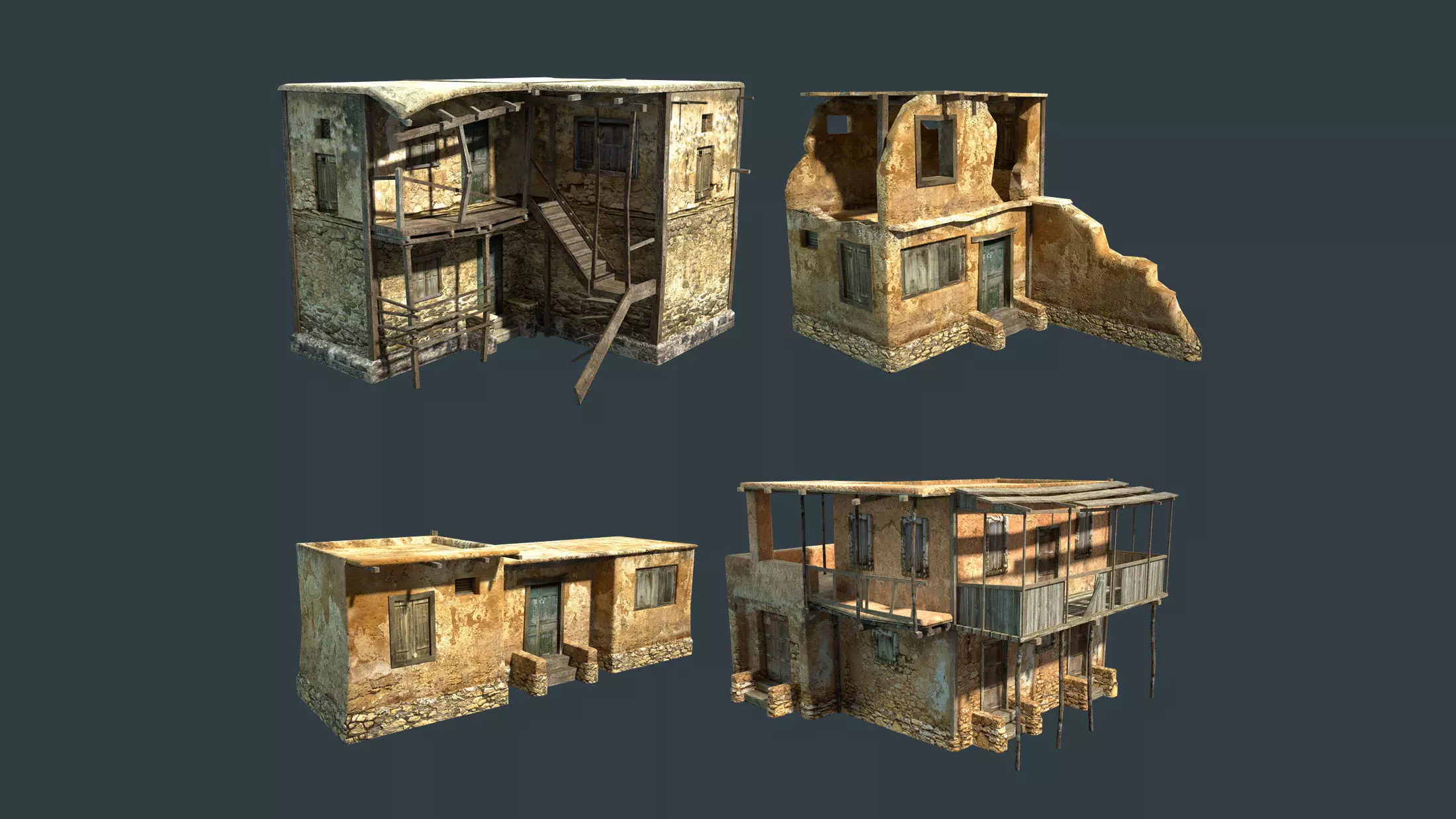 Arab Mountain Village Collection Low-poly 3D model_0