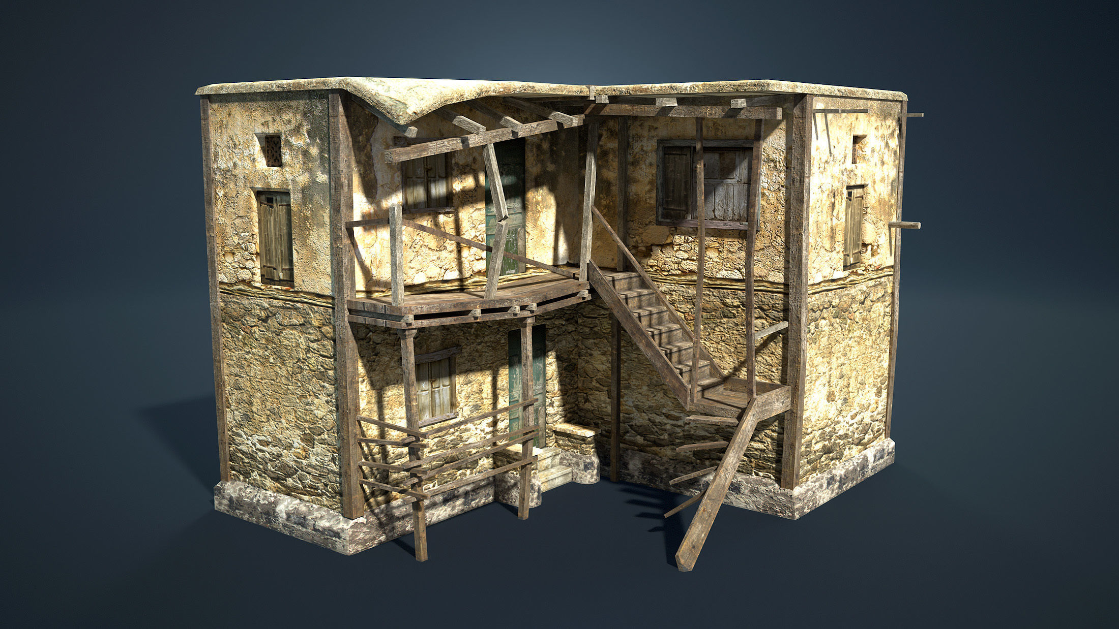 Arab Mountain Village Collection Low-poly 3D model_1