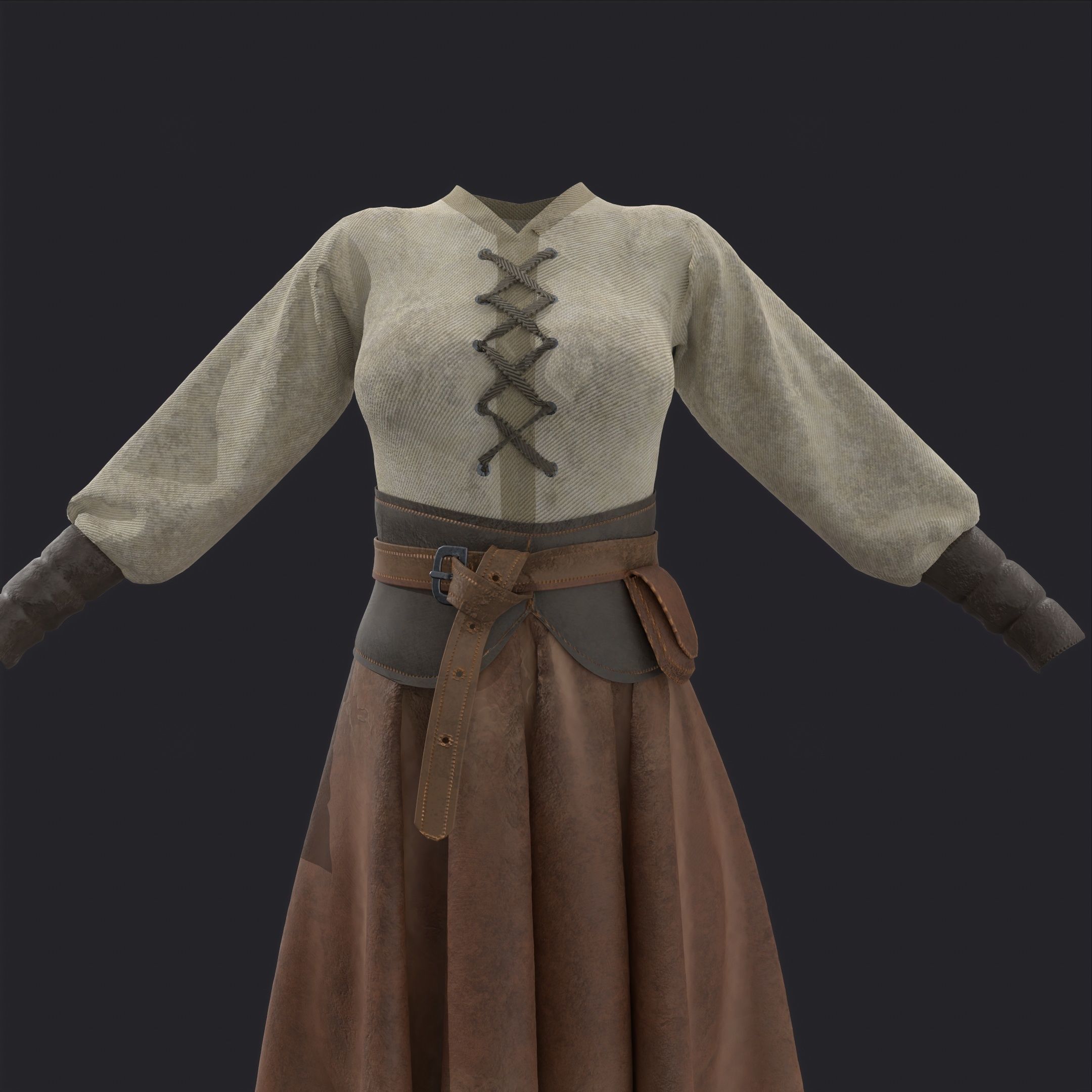 Medieval clothes character clothing 3D model_10