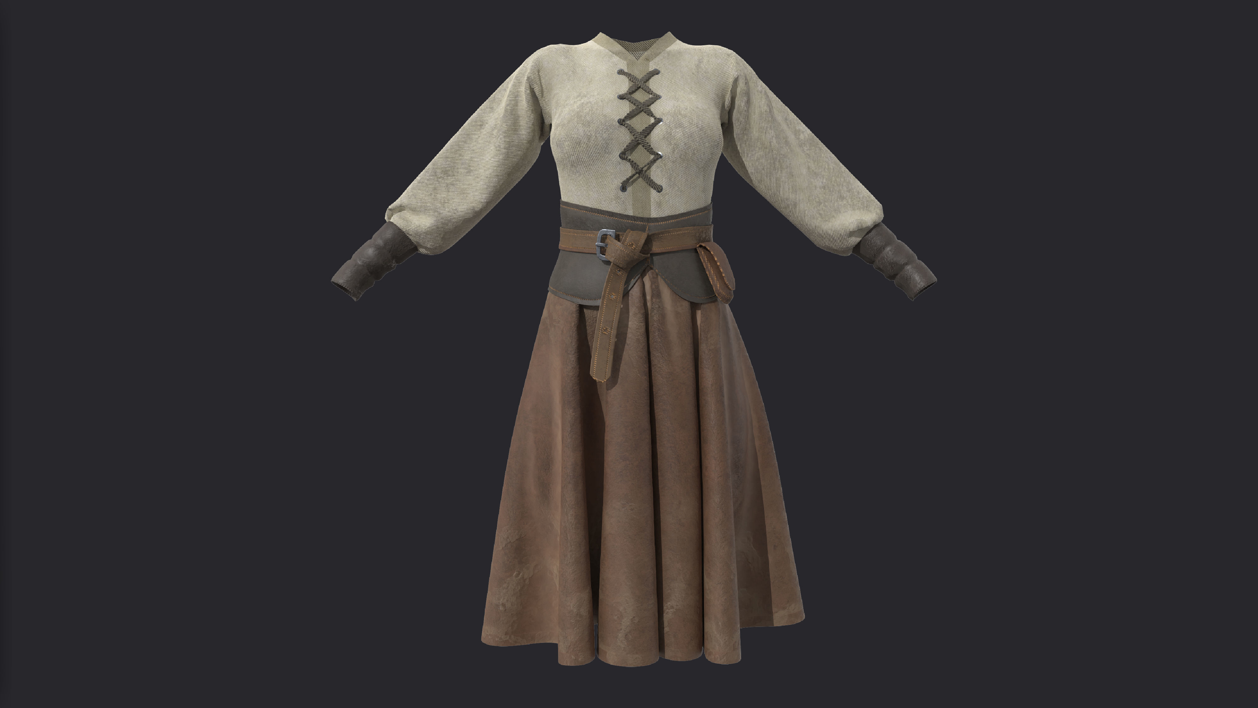 Medieval clothes character clothing 3D model_2