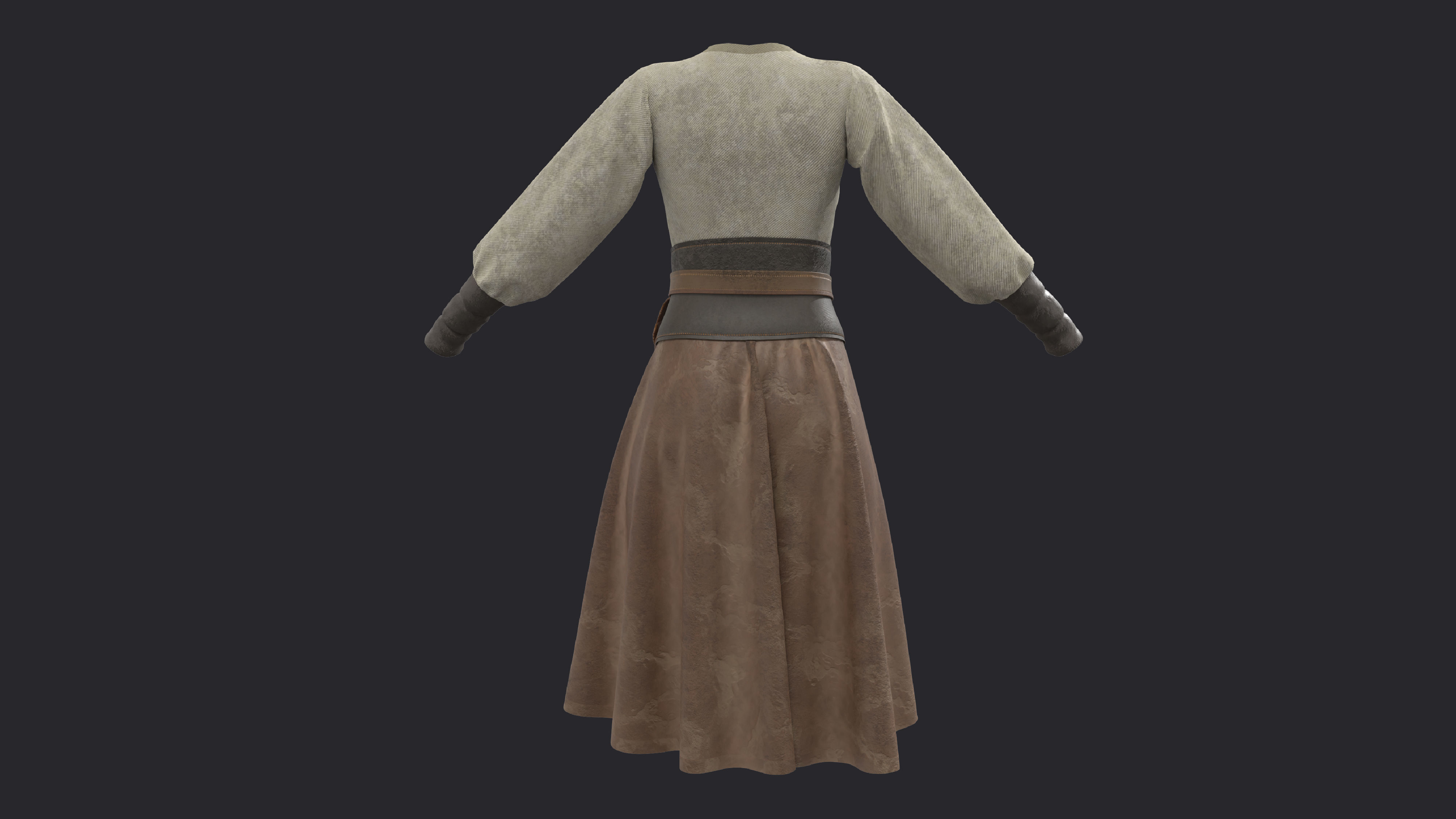 Medieval clothes character clothing 3D model_3