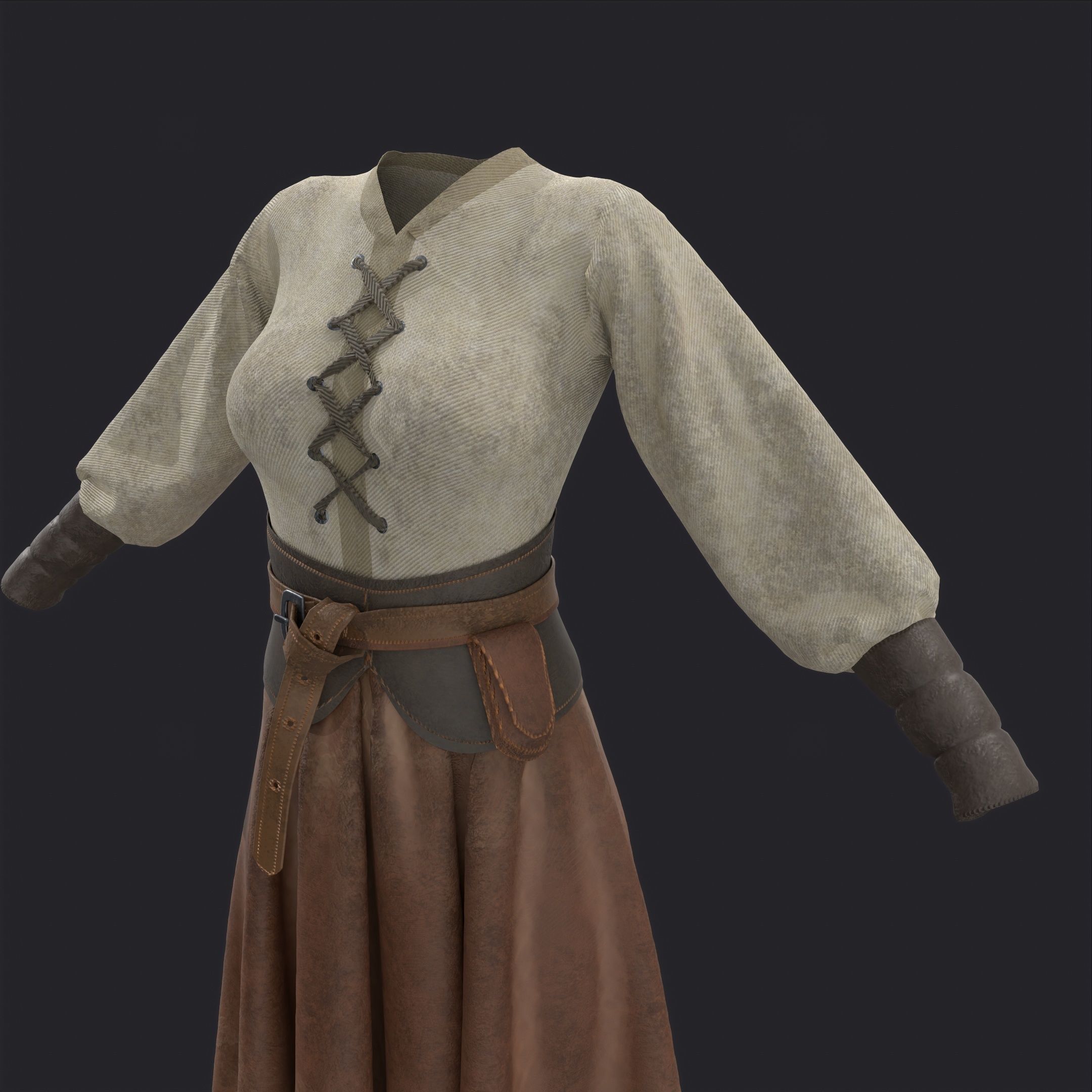 Medieval clothes character clothing 3D model_9