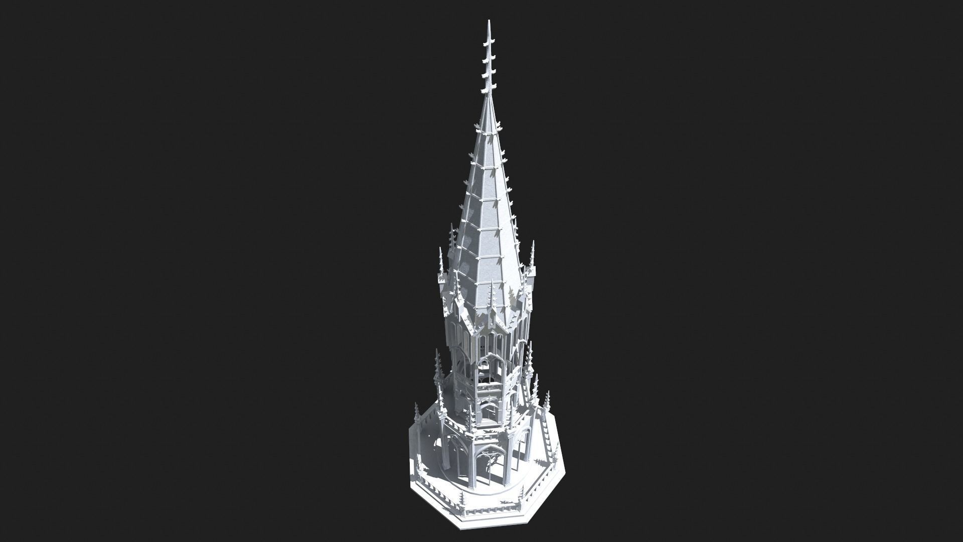 Gothic Tower Low-poly 3D model_12