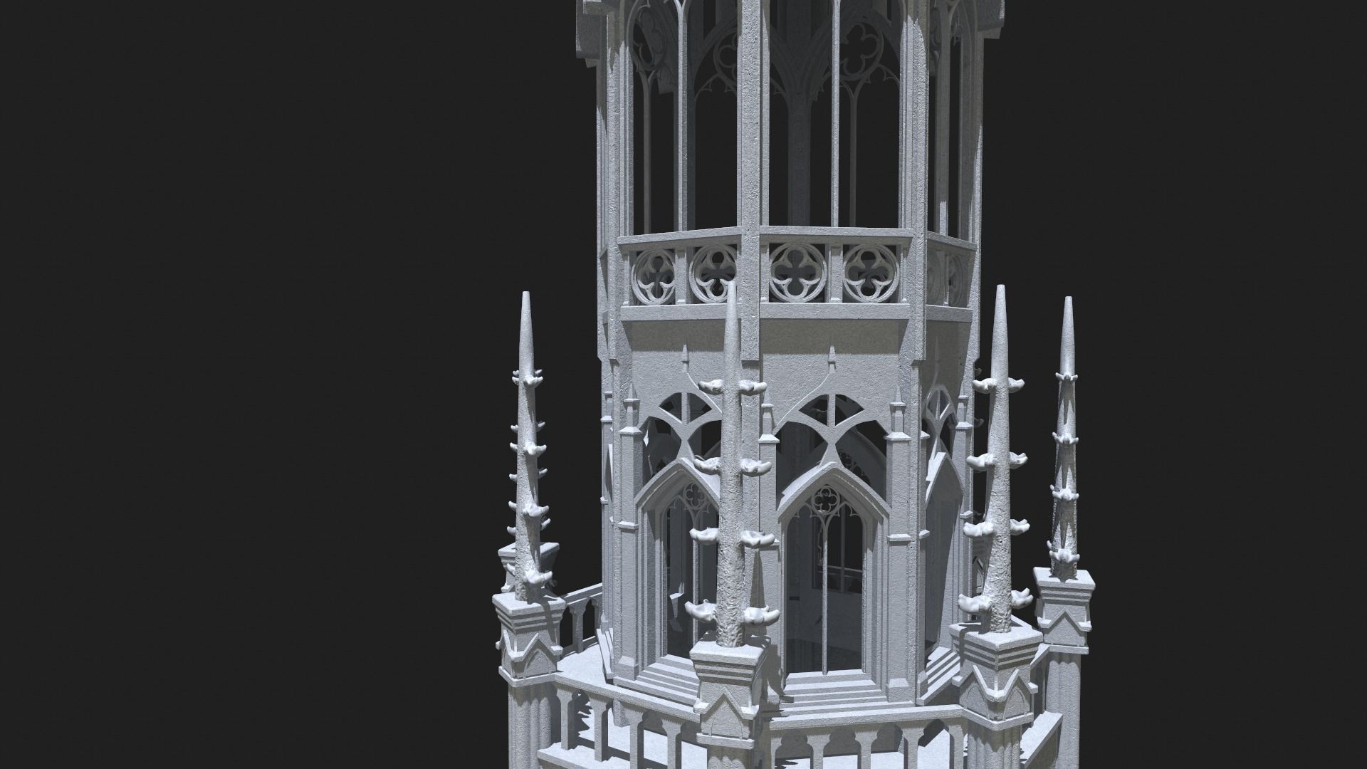 Gothic Tower Low-poly 3D model_3