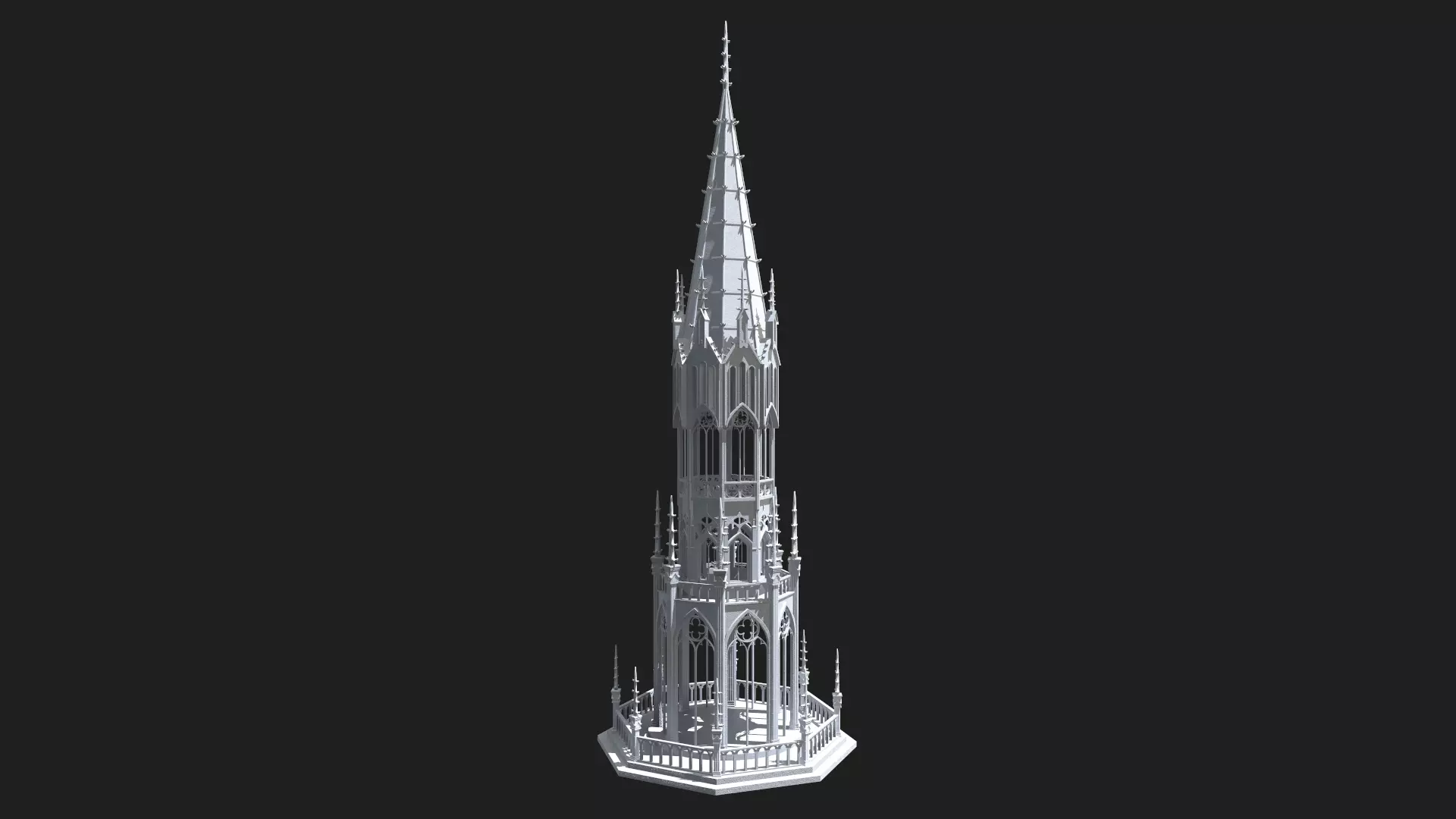 Gothic Tower Low-poly 3D model_0