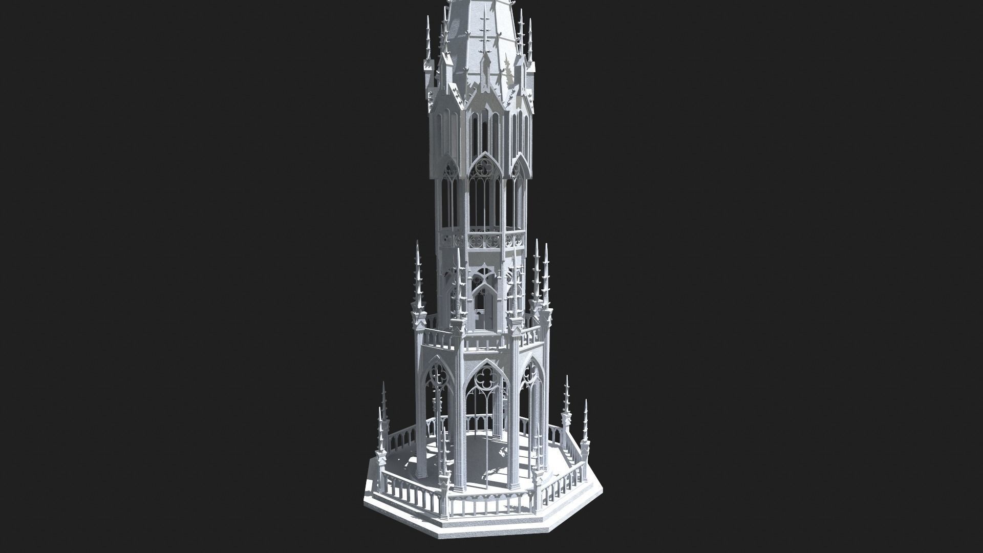Gothic Tower Low-poly 3D model_13
