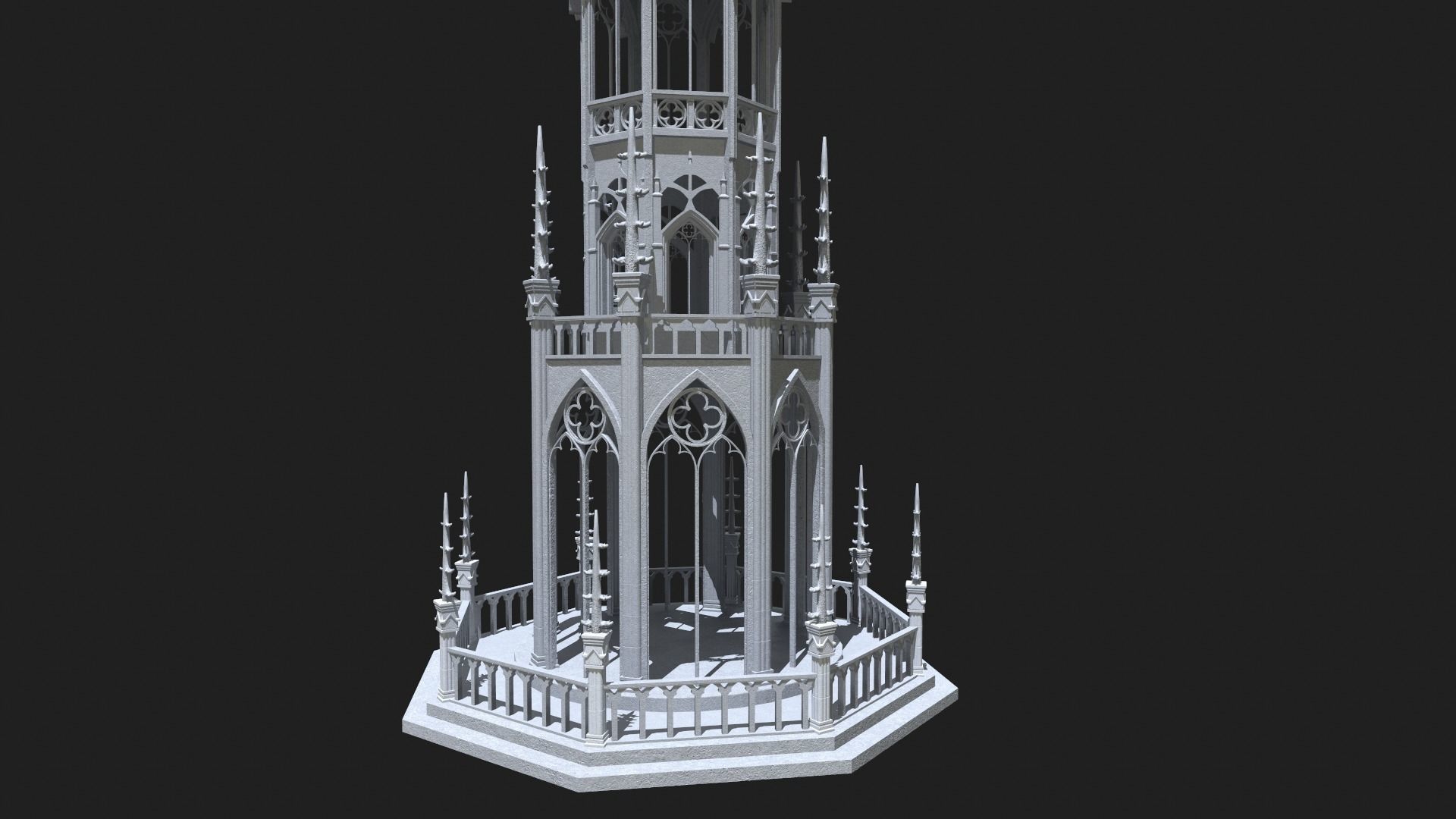 Gothic Tower Low-poly 3D model_2