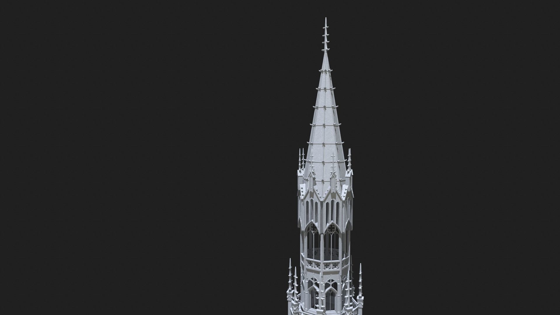 Gothic Tower Low-poly 3D model_11