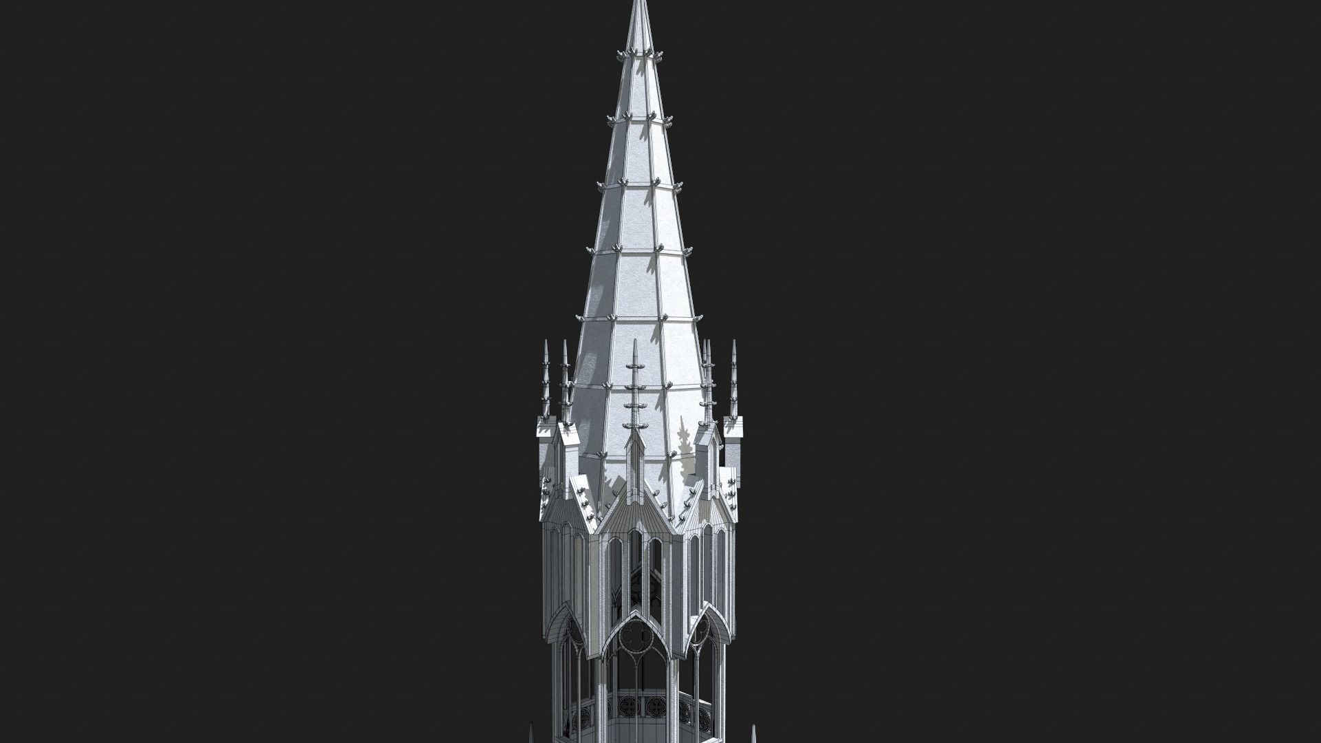 Gothic Tower Low-poly 3D model_16